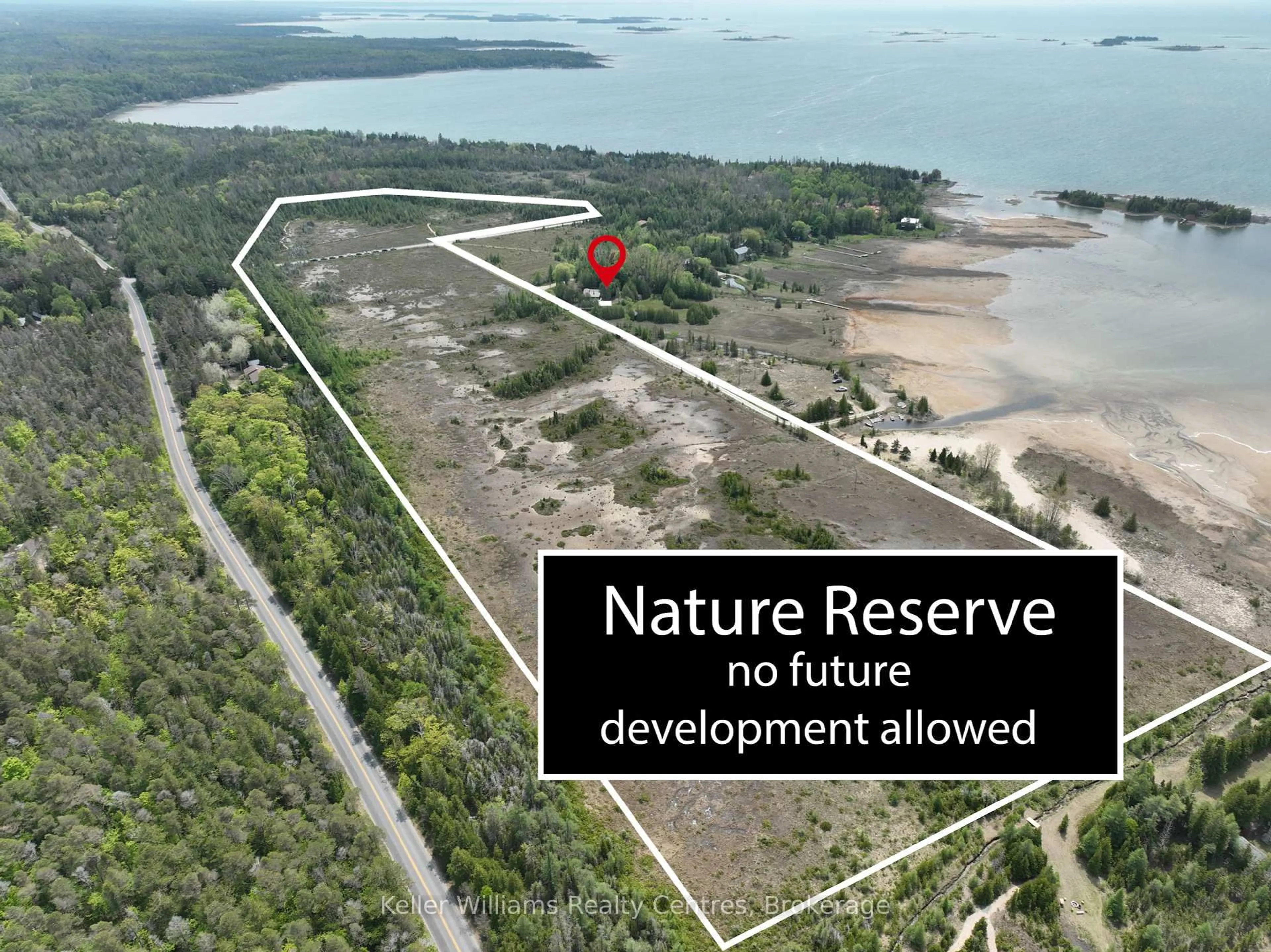 A pic from outside/outdoor area/front of a property/back of a property/a pic from drone, water/lake/river/ocean view for 21 Tyson Lane, South Bruce Peninsula Ontario N0H 2T0