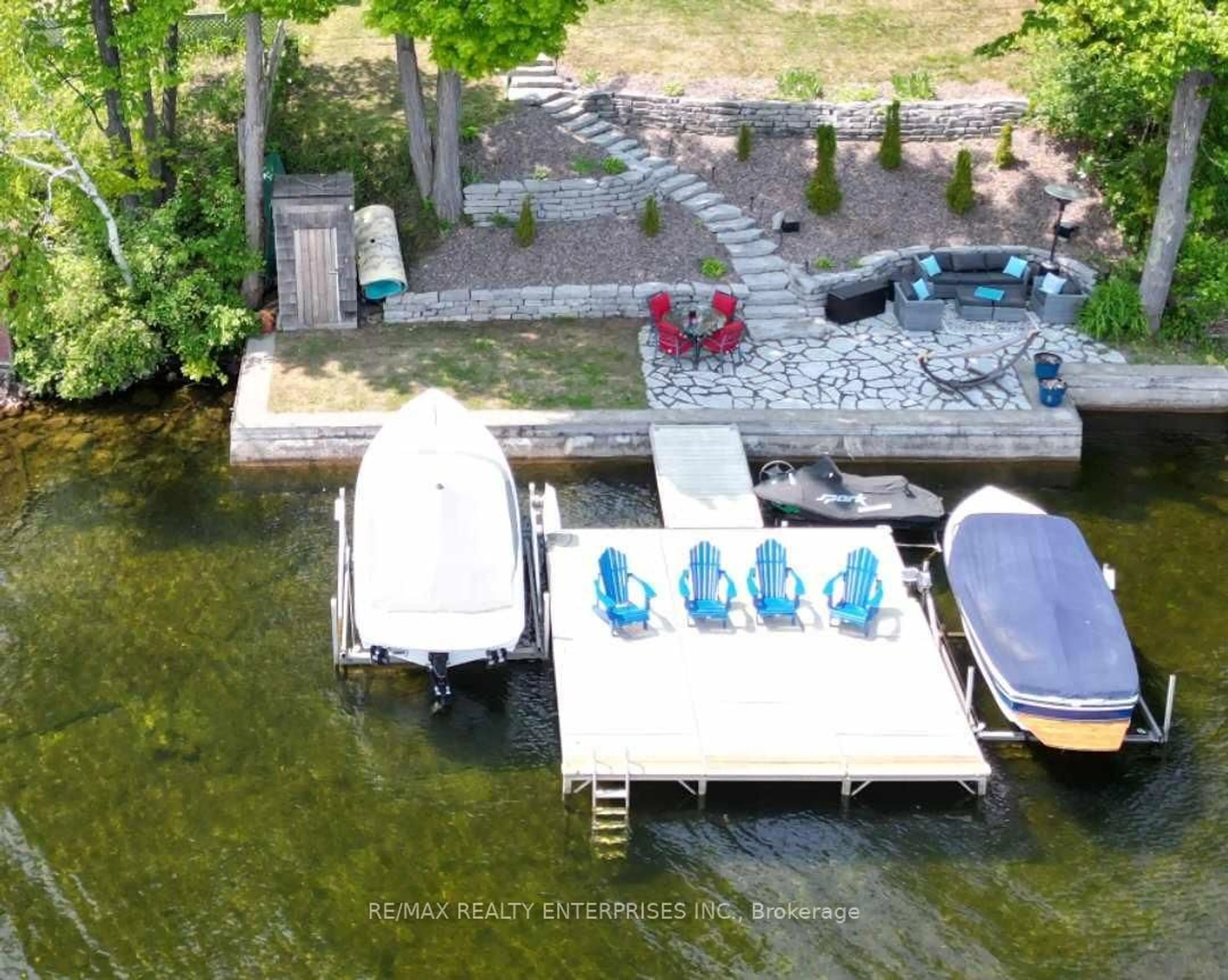 A pic from outside/outdoor area/front of a property/back of a property/a pic from drone, water/lake/river/ocean view for 1105 North Bay Dr, Kawartha Lakes Ontario K0M 2B0