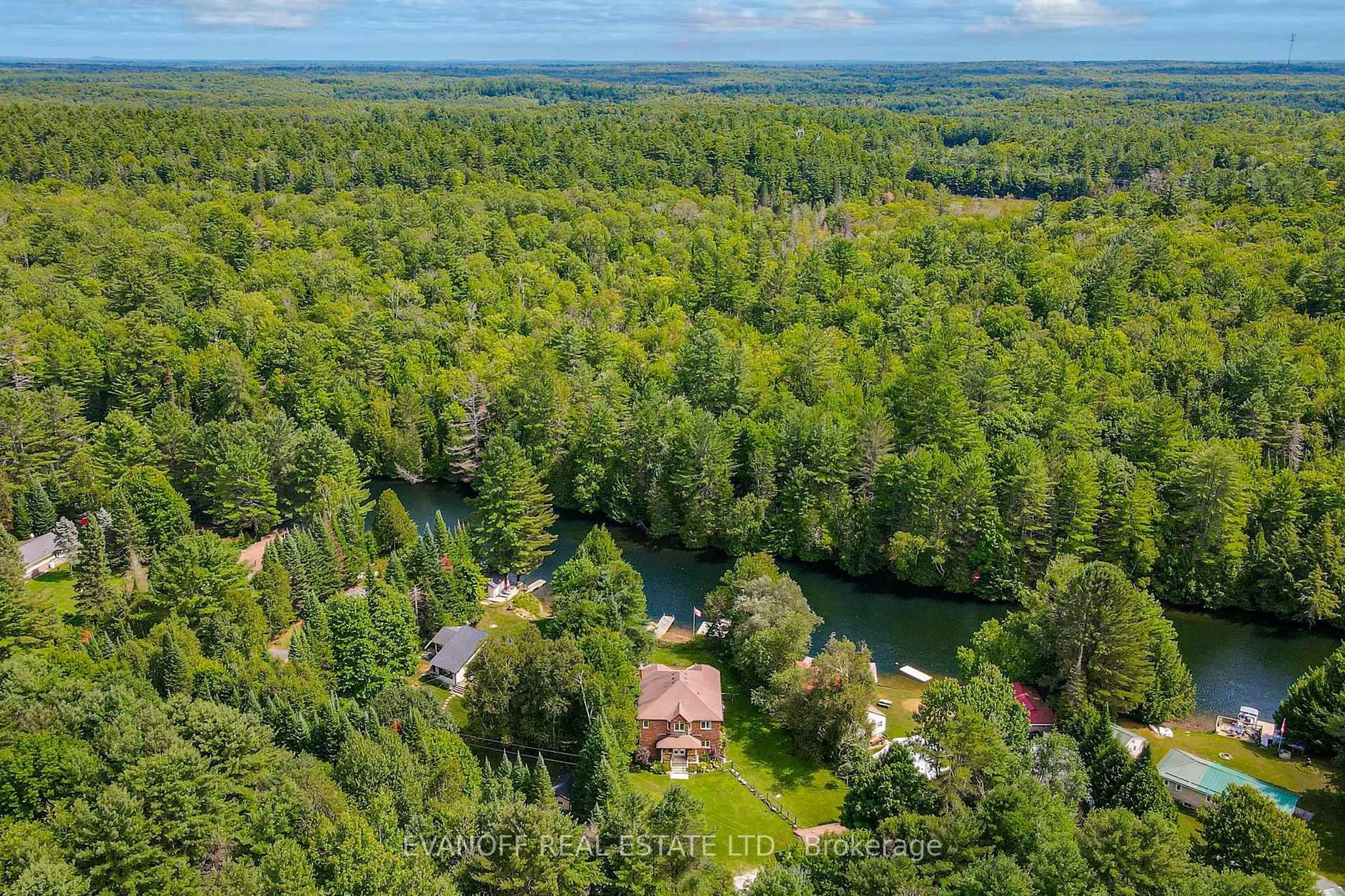 A pic from outside/outdoor area/front of a property/back of a property/a pic from drone, water/lake/river/ocean view for 45 Hardy Dr, Kawartha Lakes Ontario K0M 2L0