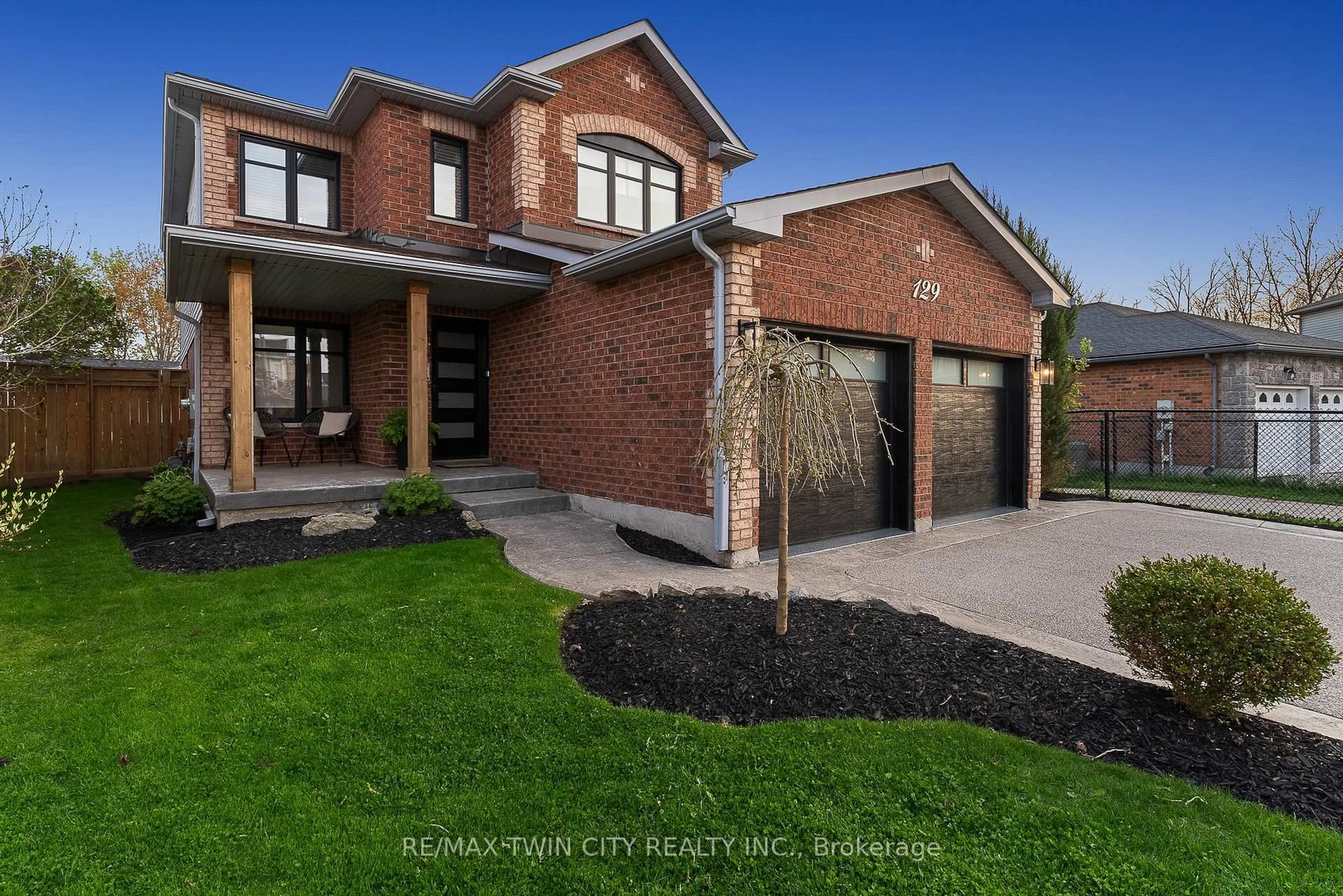 Home with brick exterior material, street for 129 LANGLAW Dr, Cambridge Ontario N1P 1H9