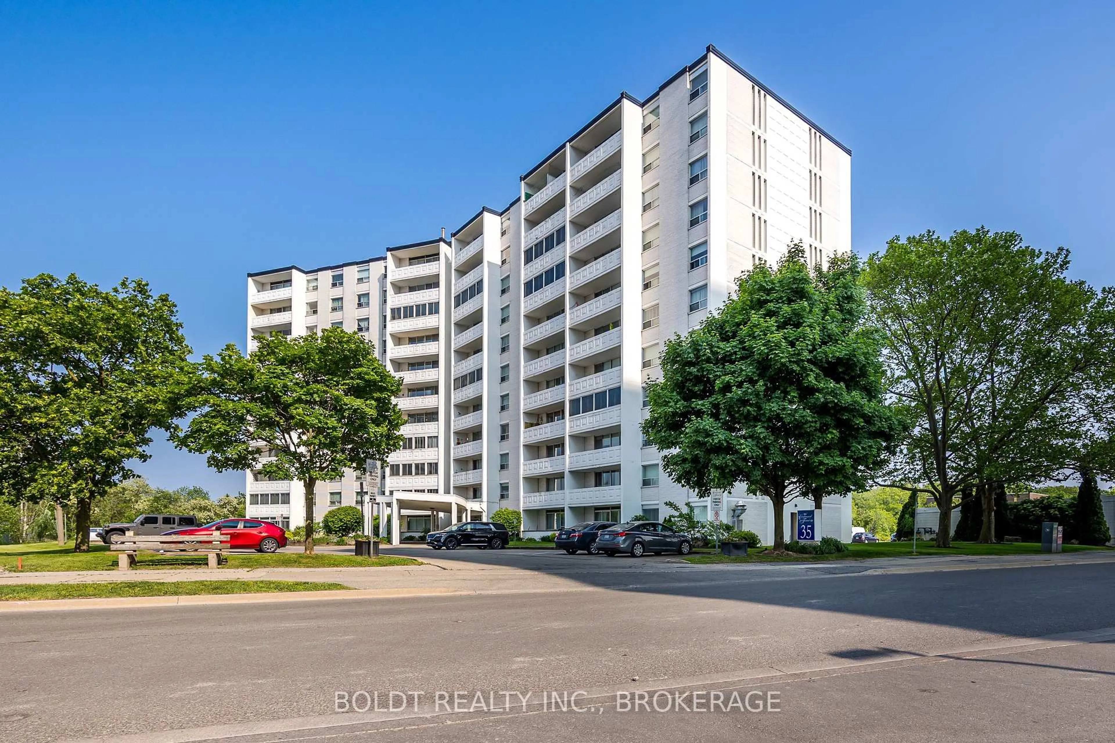 A pic from outside/outdoor area/front of a property/back of a property/a pic from drone, unknown for 35 Towering Heights Blvd #105, St. Catharines Ontario L2T 3G8