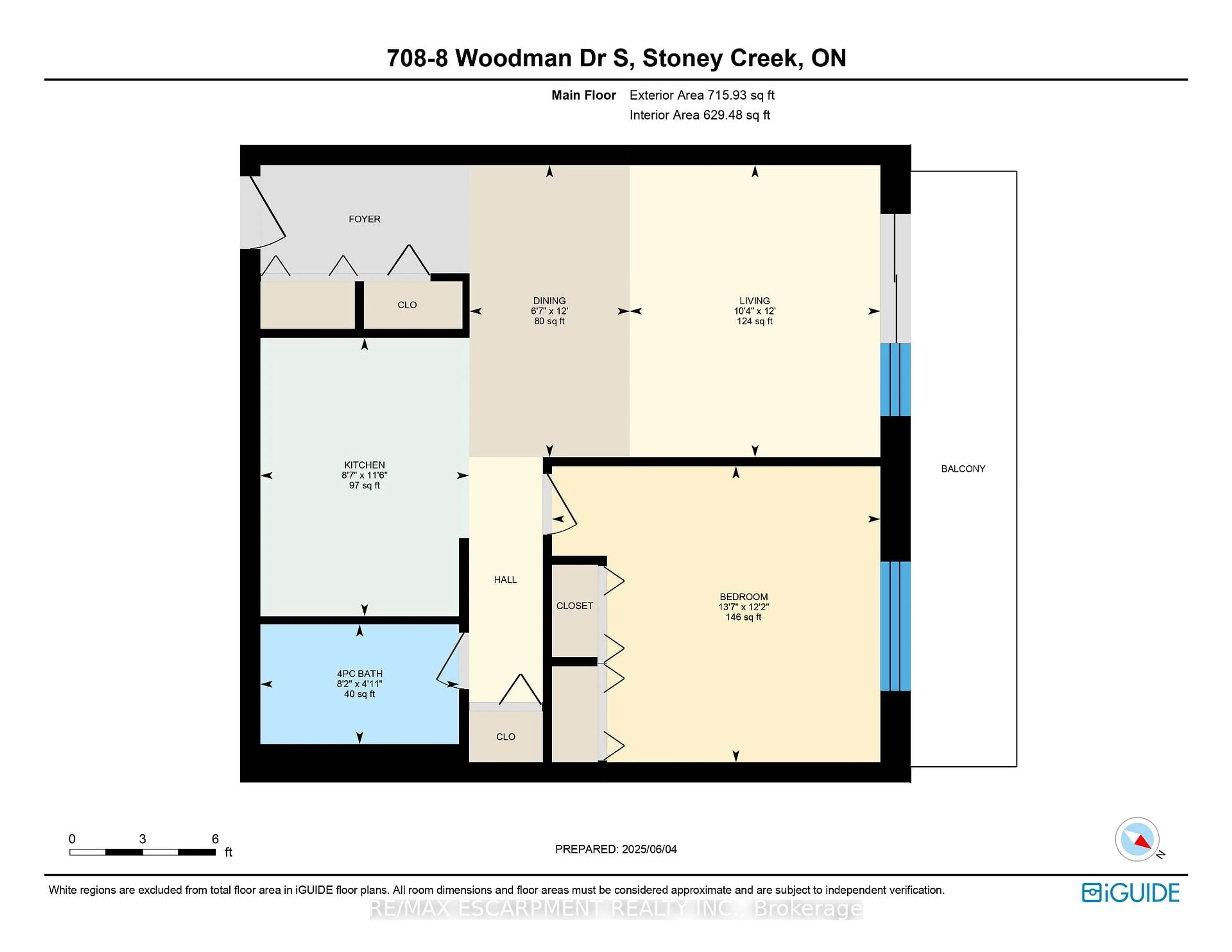 Floor plan for 8 Woodman Dr #708, Hamilton Ontario L8K 4C9