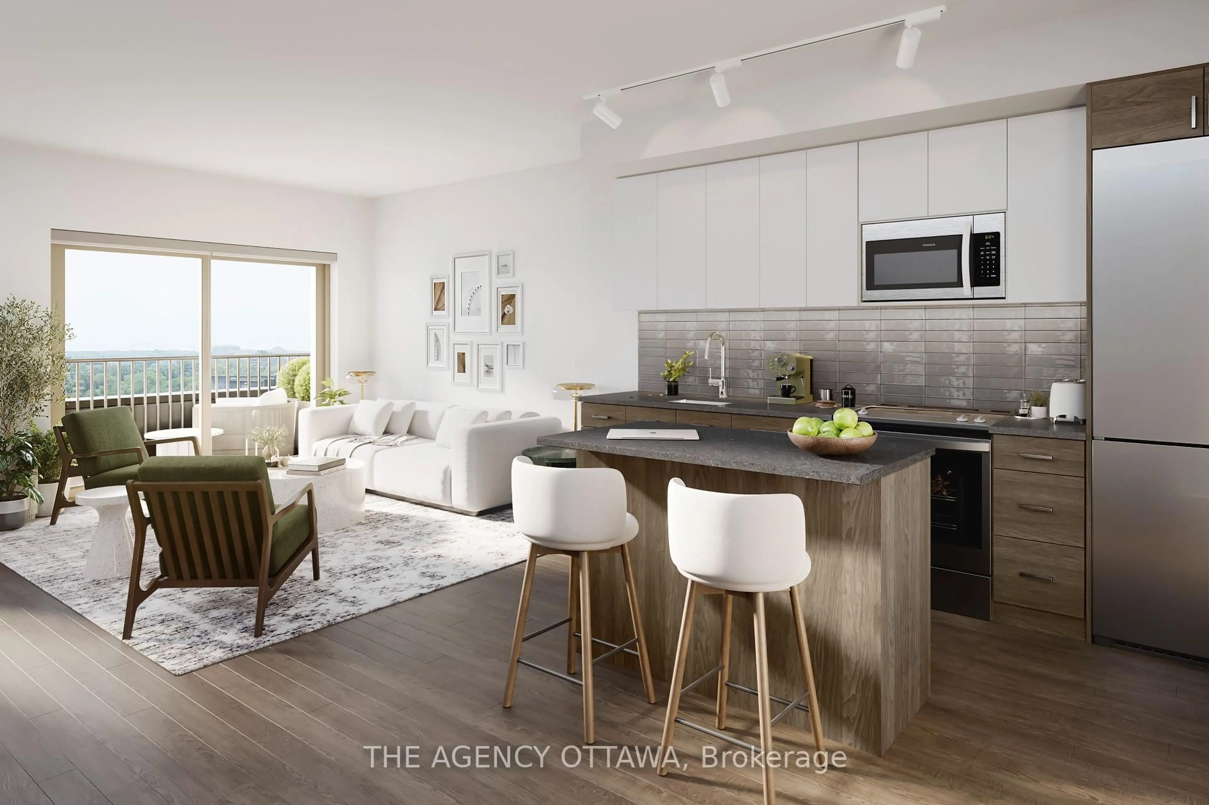 Open concept kitchen, wood/laminate floor for 8 Blackburn Ave #317, Ottawa Ontario K1N 7Z2