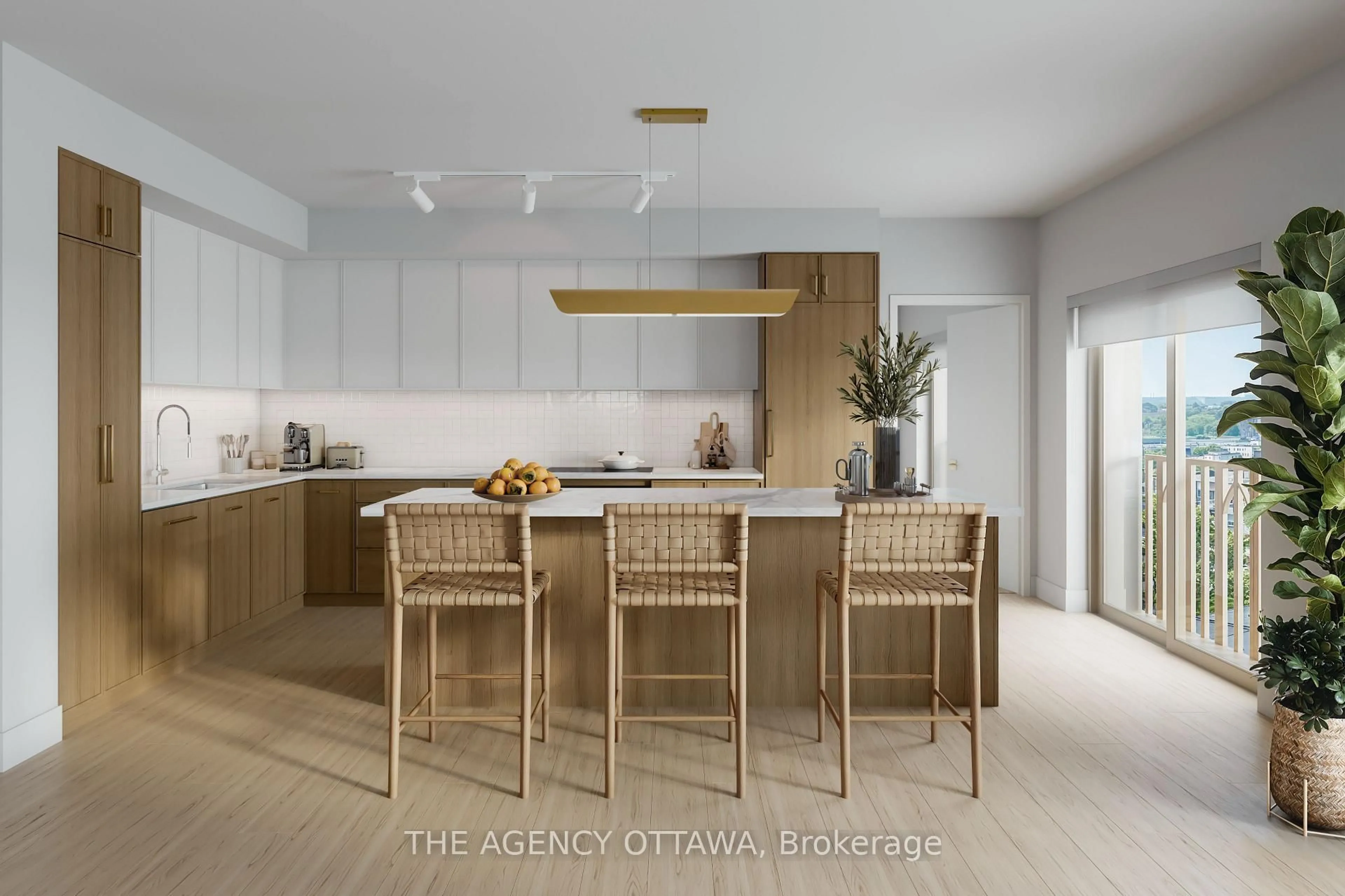Open concept kitchen, wood/laminate floor for 8 Blackburn Ave #318, Ottawa Ontario K1N 7Z2