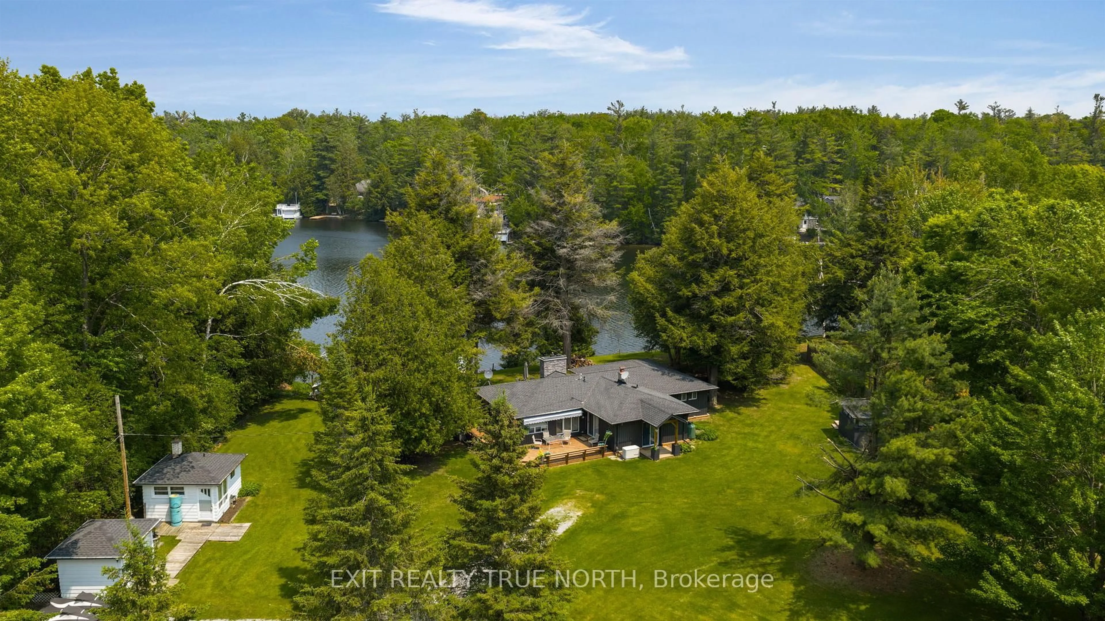 A pic from outside/outdoor area/front of a property/back of a property/a pic from drone, water/lake/river/ocean view for 22 Cardinal Dr, Kawartha Lakes Ontario K0M 2T0