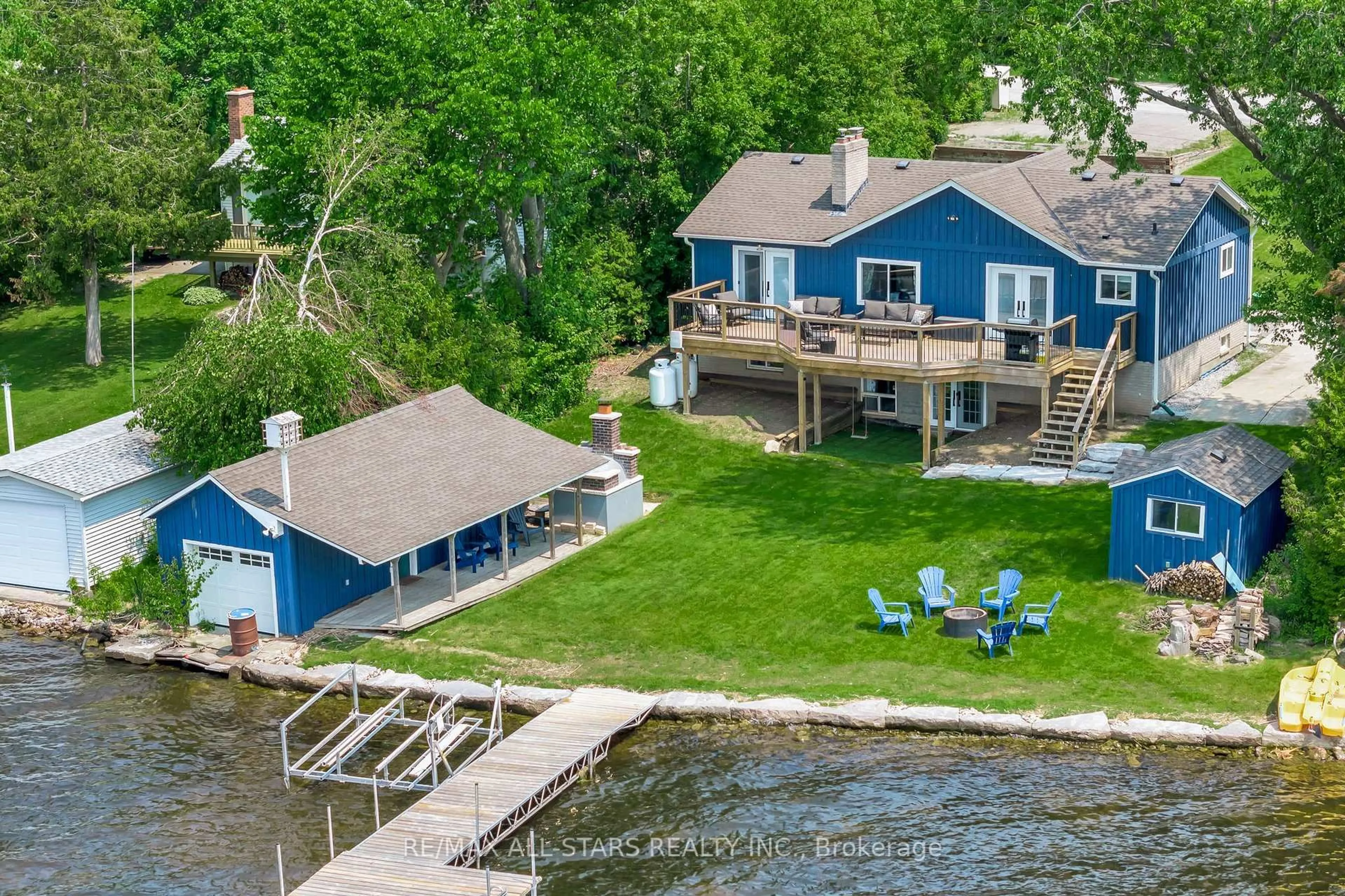 A pic from outside/outdoor area/front of a property/back of a property/a pic from drone, water/lake/river/ocean view for 267 Snug Harbour Rd, Kawartha Lakes Ontario K9V 4R4