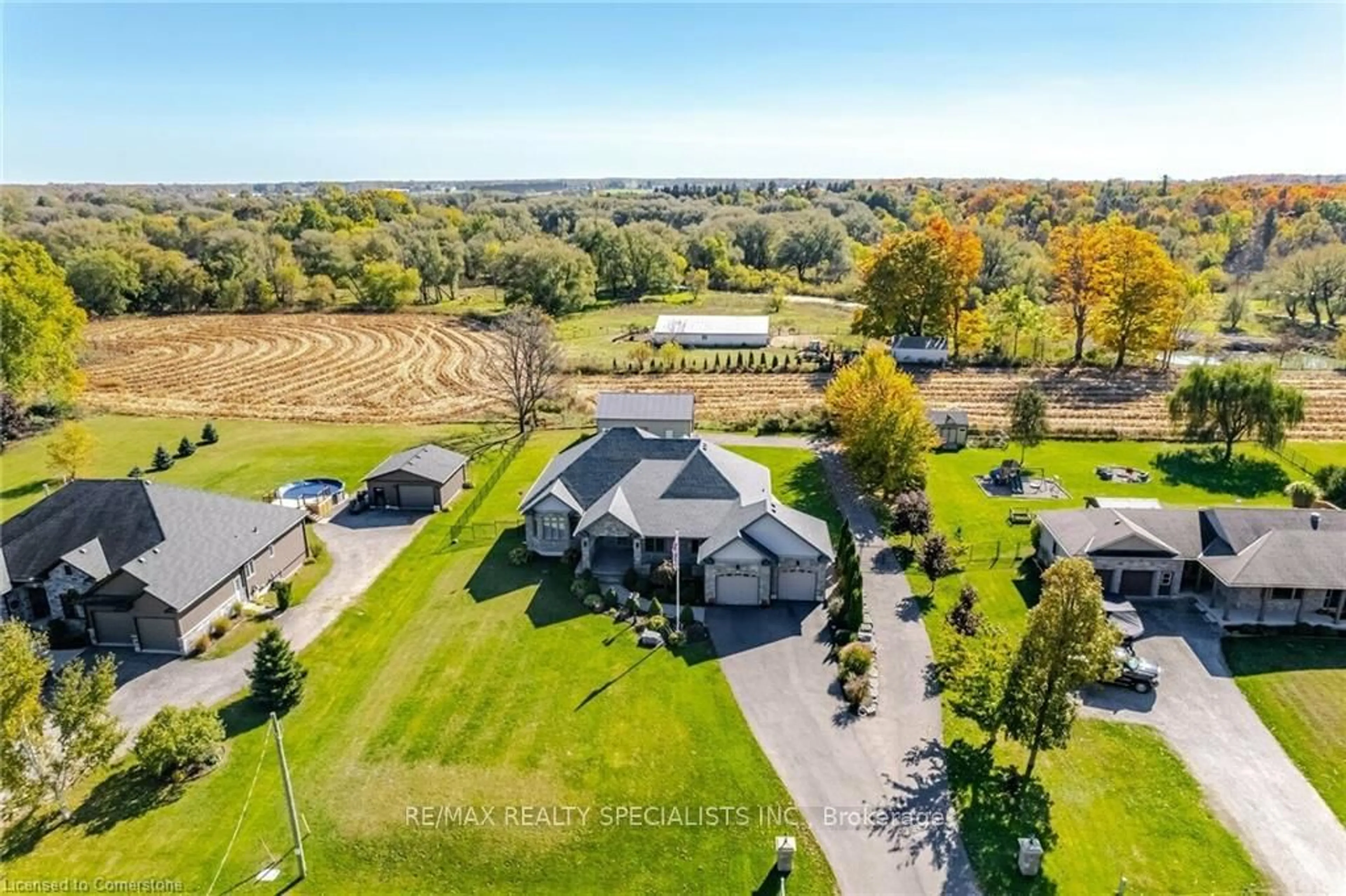 A pic from outside/outdoor area/front of a property/back of a property/a pic from drone, water/lake/river/ocean view for 339 Sixth Concession Rd, Brant Ontario N0E 1B0