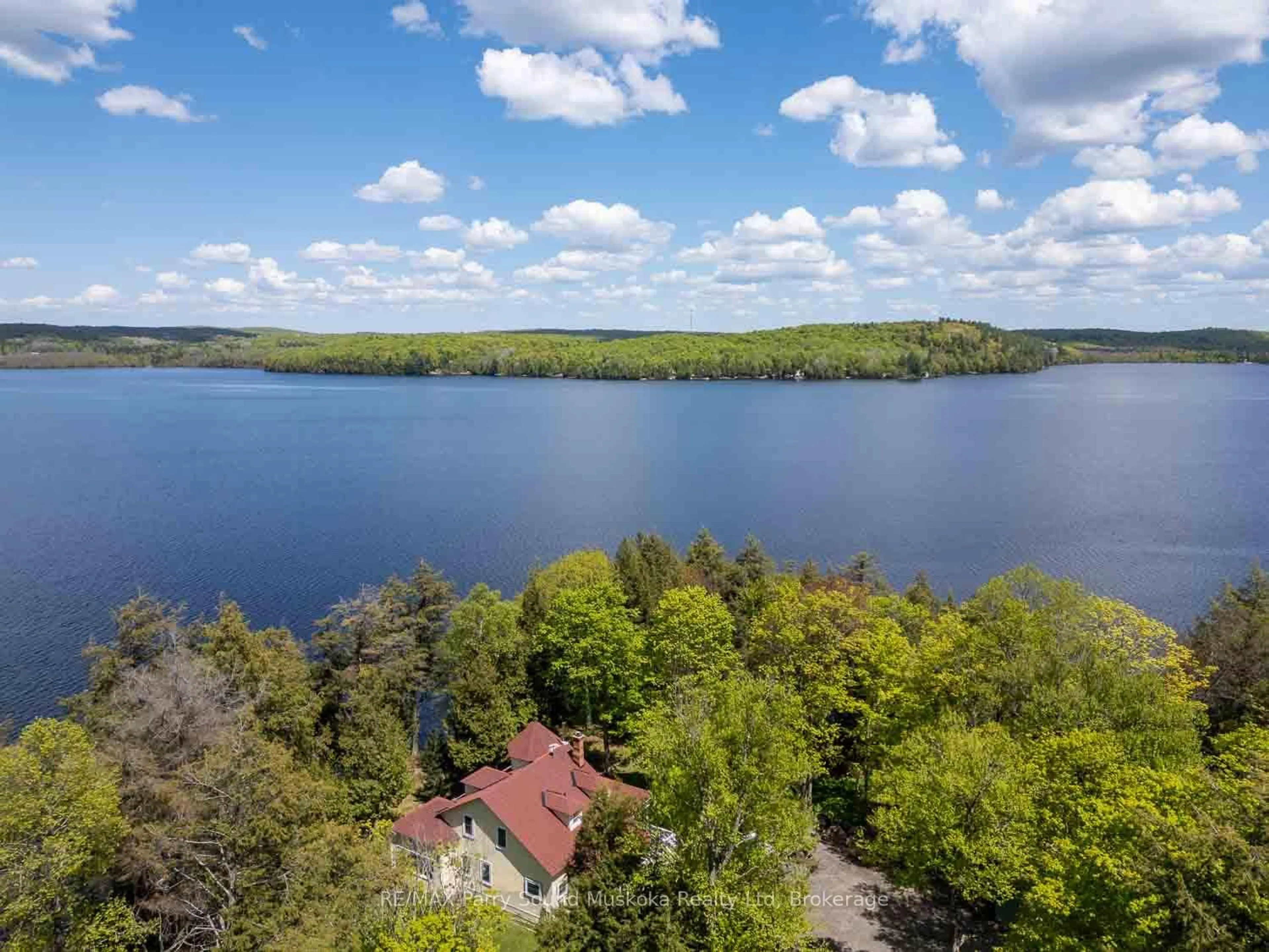 A pic from outside/outdoor area/front of a property/back of a property/a pic from drone, water/lake/river/ocean view for 108 Starratt Rd, Ryerson Ontario P0A 1C0