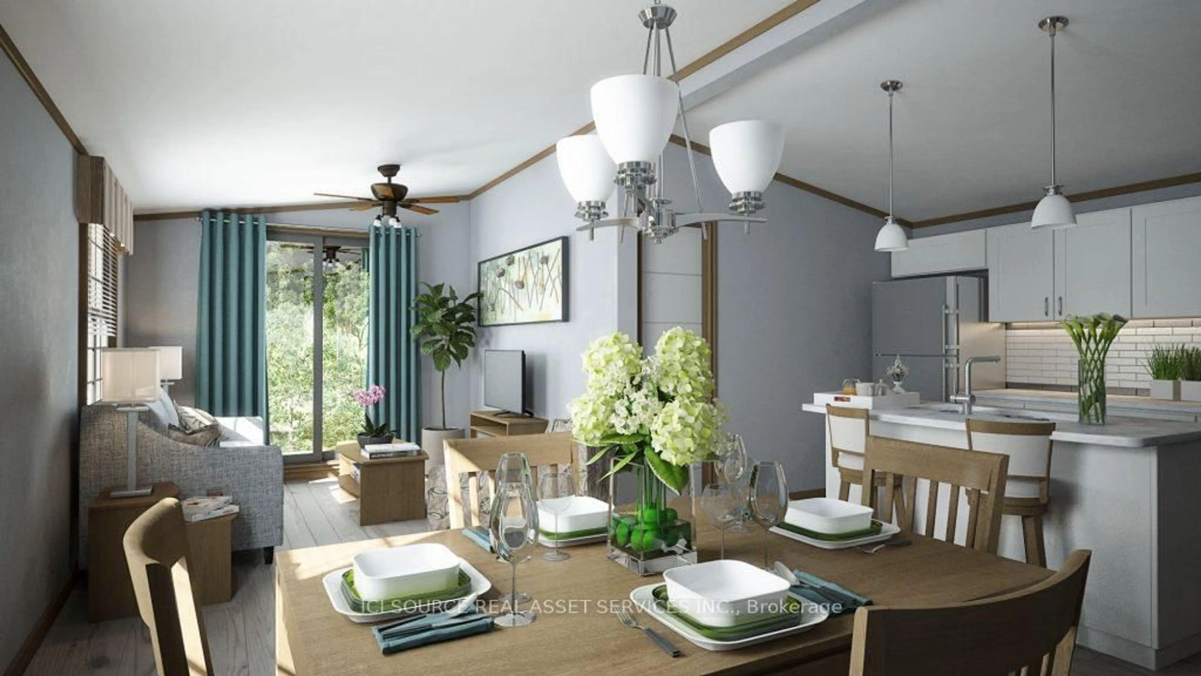Dining room, wood/laminate floor for 1047 Bonnie Lake Camp Rd #MNB38, Bracebridge Ontario P1L 1W9