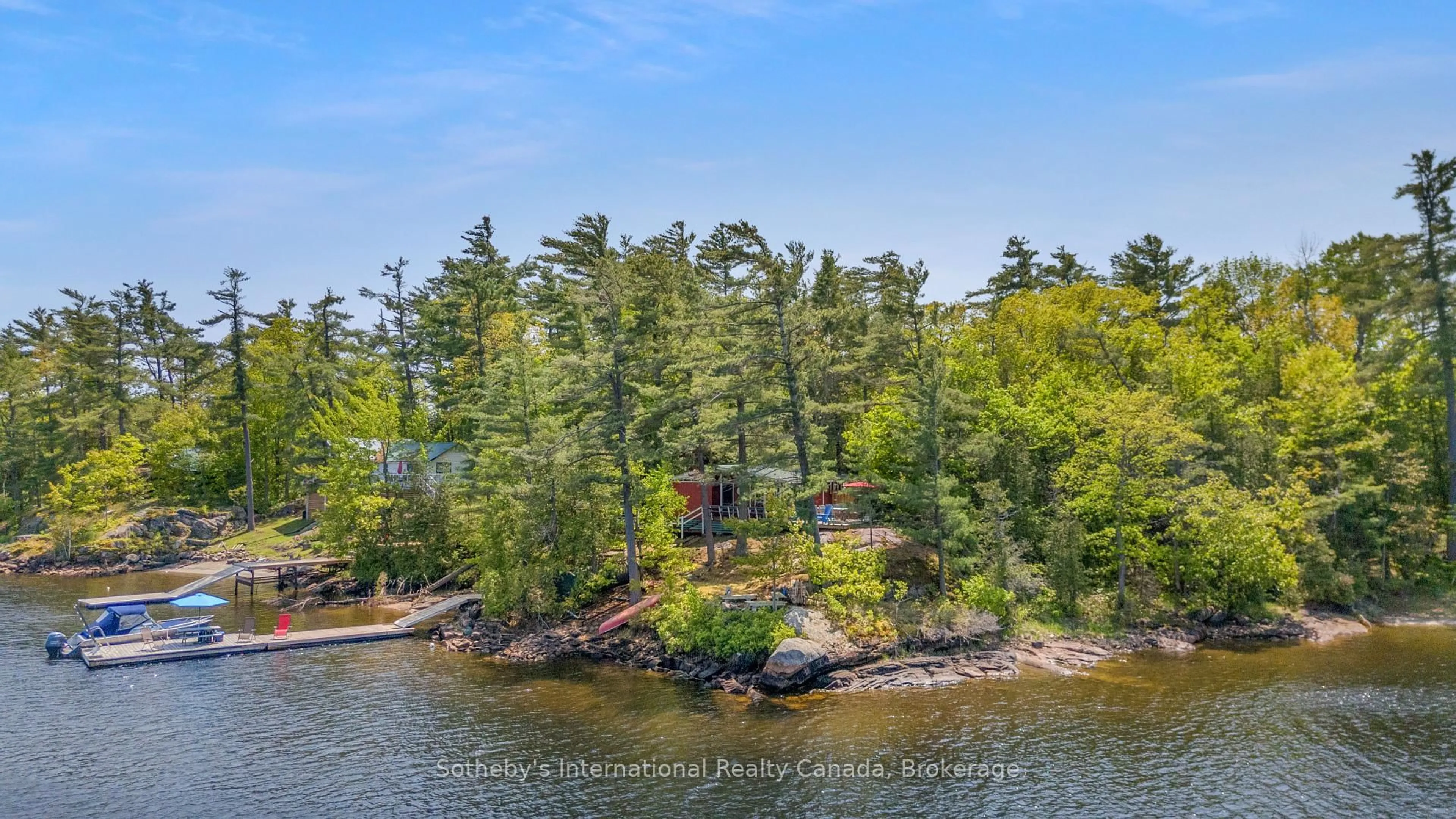A pic from outside/outdoor area/front of a property/back of a property/a pic from drone, water/lake/river/ocean view for 5096 Island 865, Georgian Bay Ontario L0K 1S0