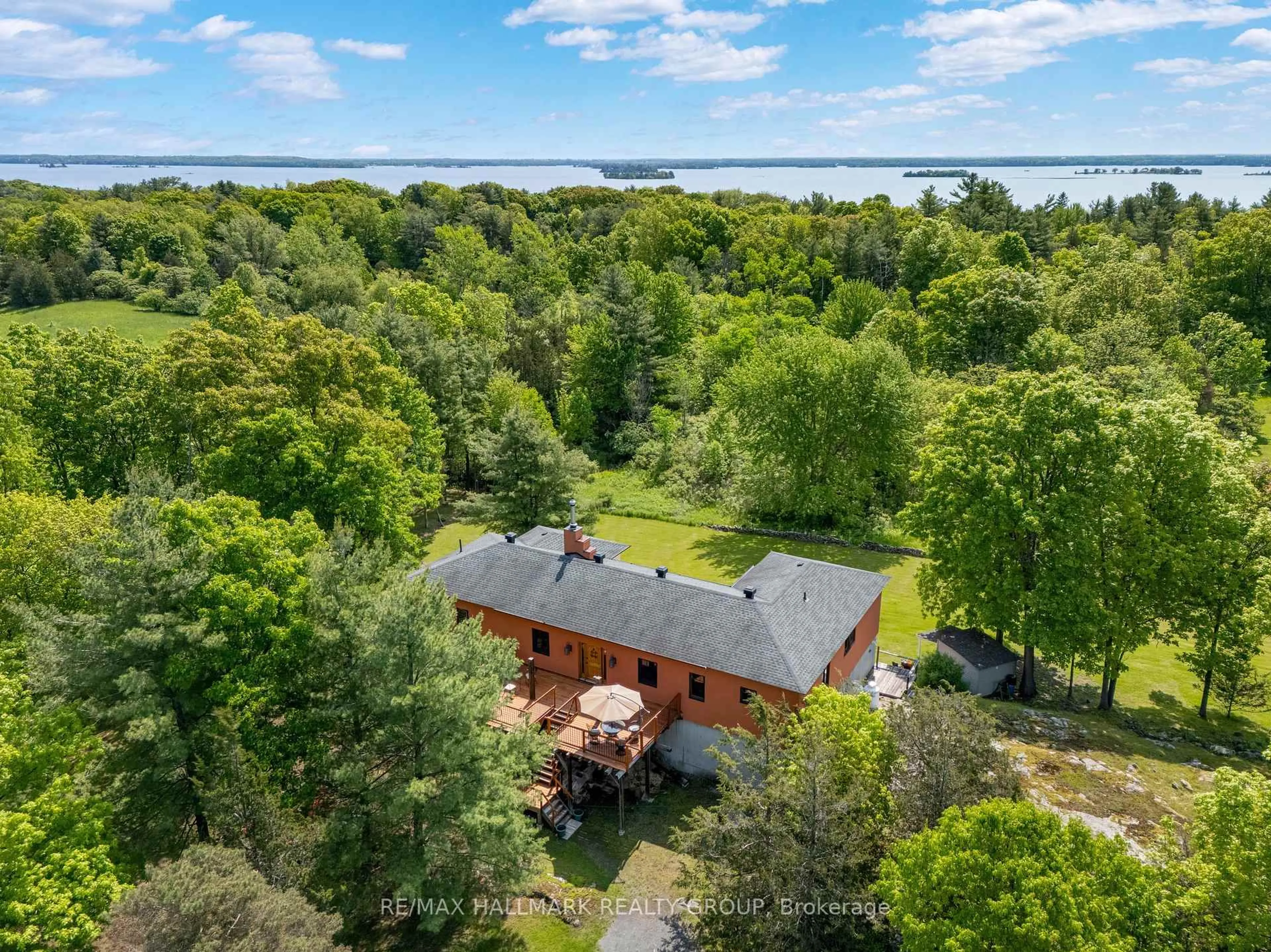 A pic from outside/outdoor area/front of a property/back of a property/a pic from drone, water/lake/river/ocean view for 15 County Road 5 Rd, Front of Yonge Ontario K0E 1R0