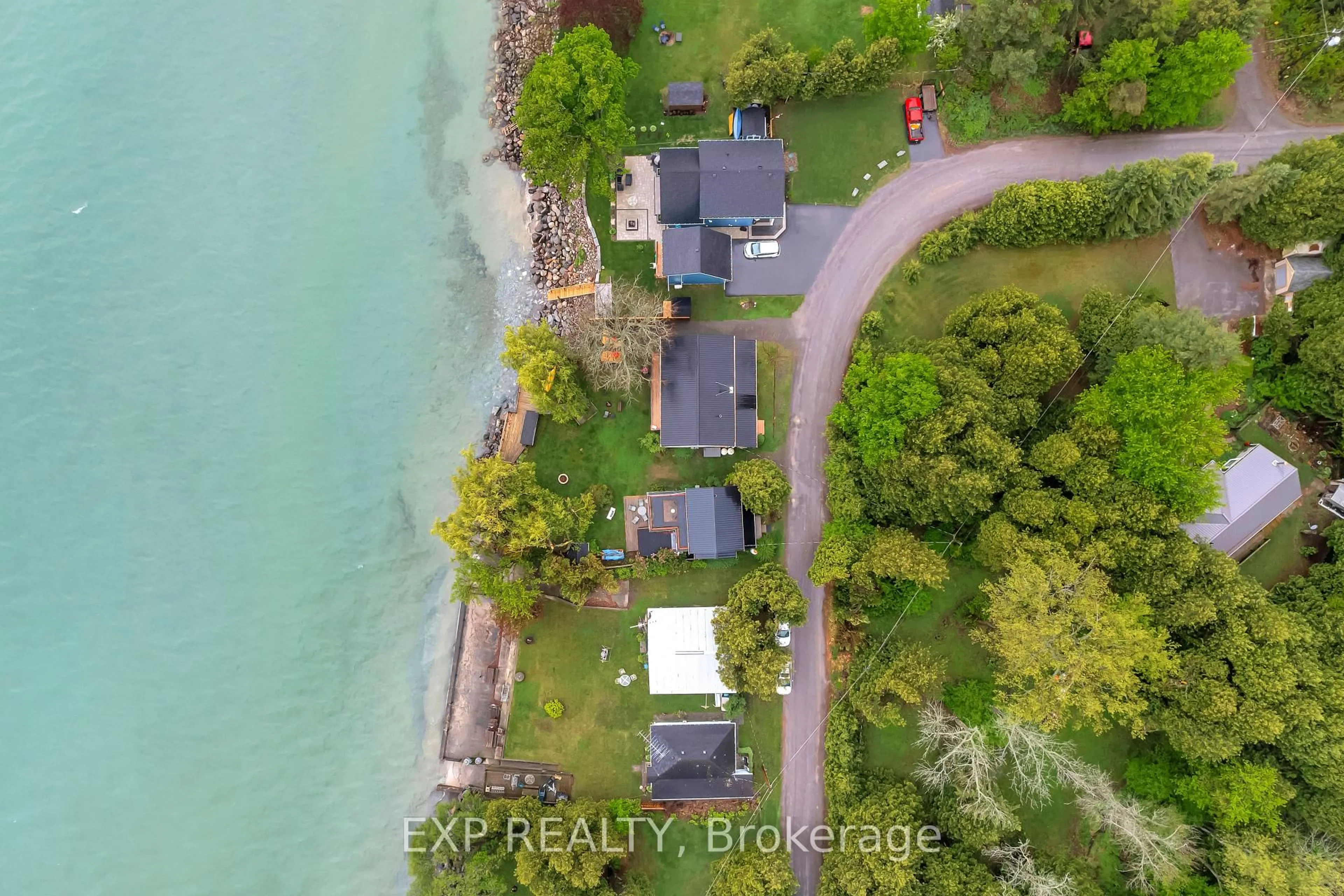A pic from outside/outdoor area/front of a property/back of a property/a pic from drone, water/lake/river/ocean view for 43 & 45 Clifford St, Quinte West Ontario K0K 1L0