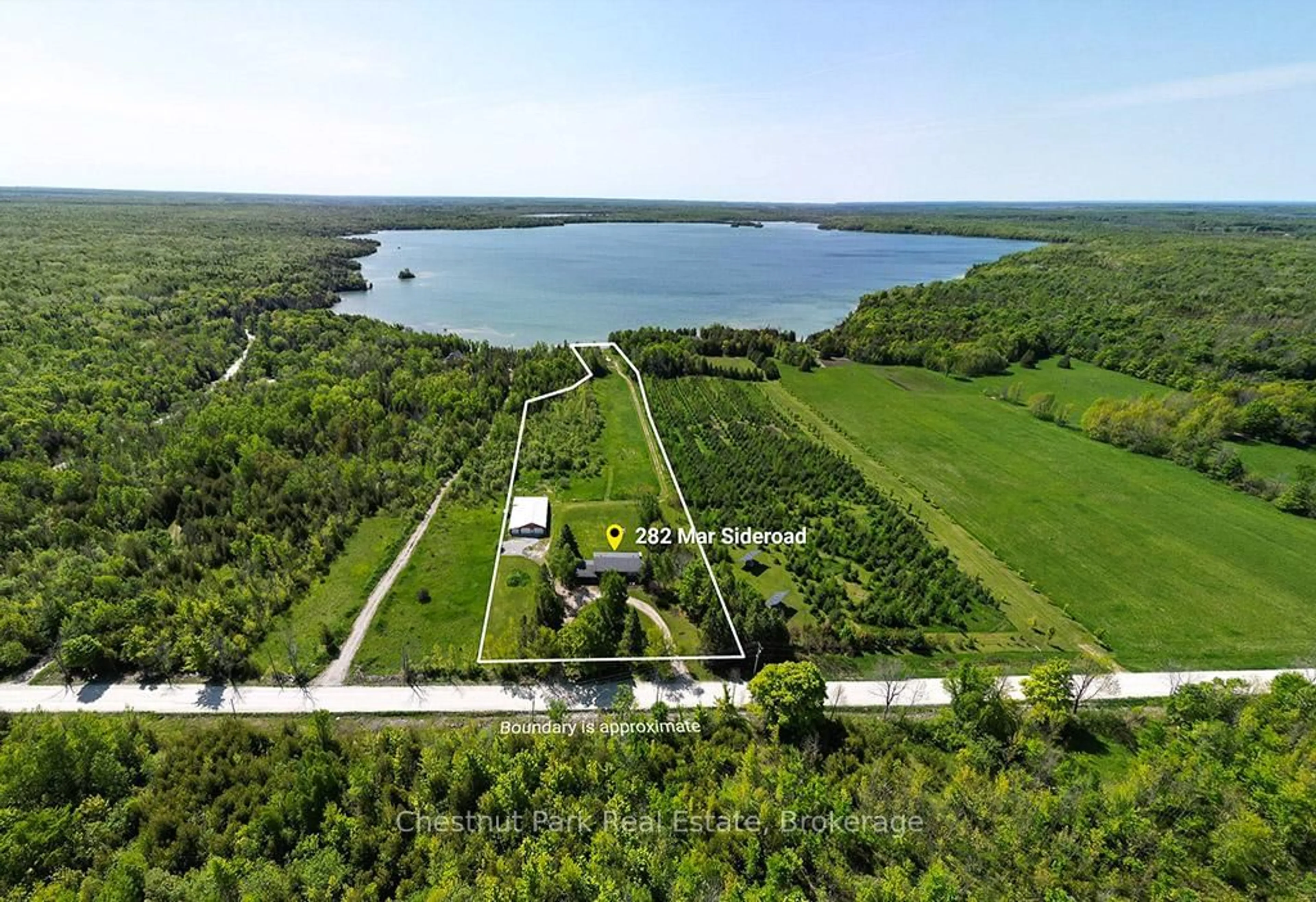 A pic from outside/outdoor area/front of a property/back of a property/a pic from drone, water/lake/river/ocean view for 282 Mar Sdrd, South Bruce Peninsula Ontario N0H 2T0