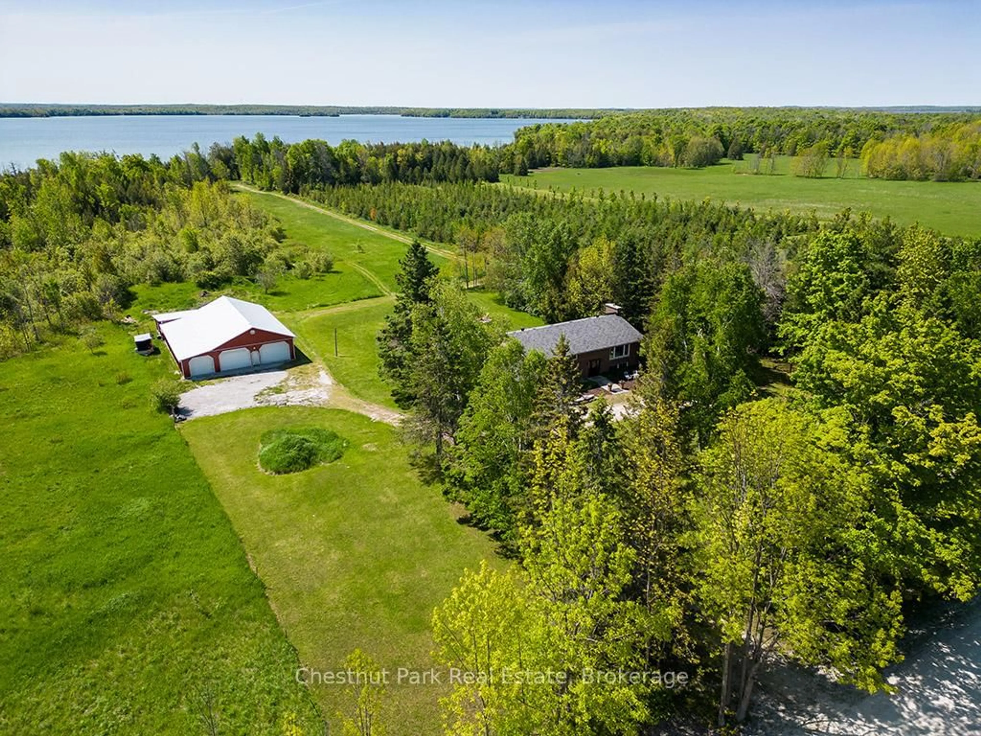 A pic from outside/outdoor area/front of a property/back of a property/a pic from drone, water/lake/river/ocean view for 282 Mar Sdrd, South Bruce Peninsula Ontario N0H 2T0