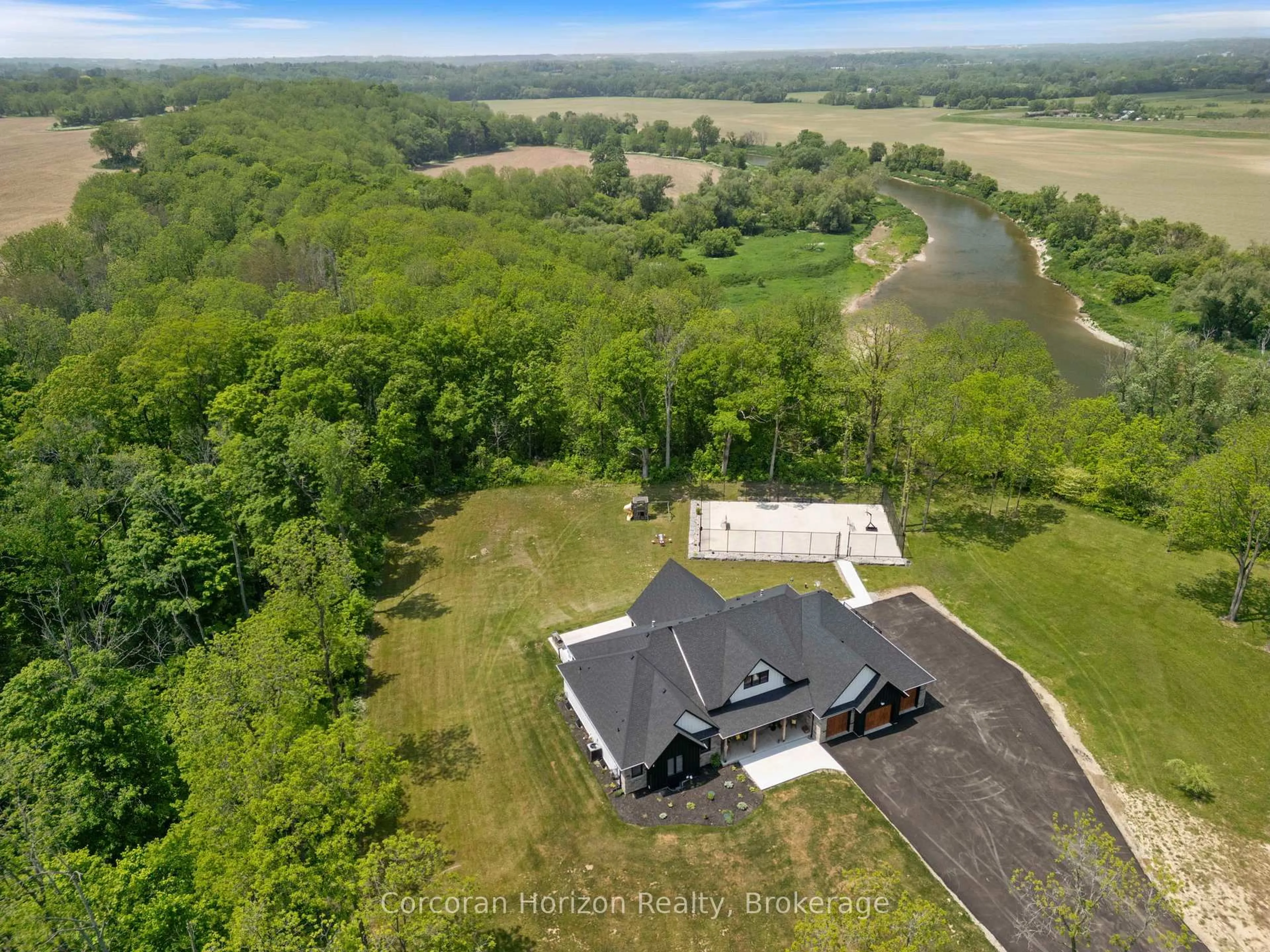 A pic from outside/outdoor area/front of a property/back of a property/a pic from drone, water/lake/river/ocean view for 11 Cockshutt Rd, Brant Ontario N3T 5L6