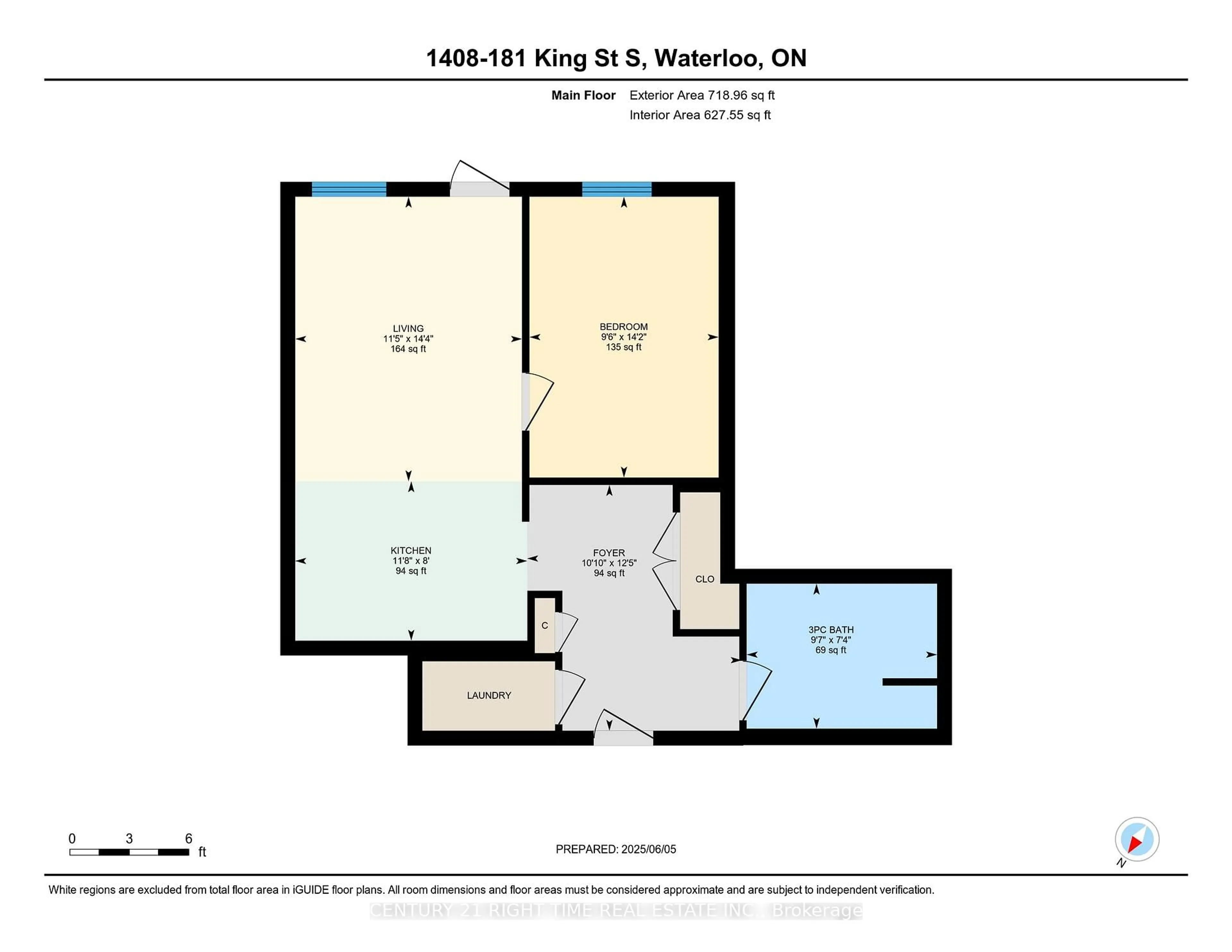 Floor plan for 181 King St #1408, Waterloo Ontario N2J 1P7