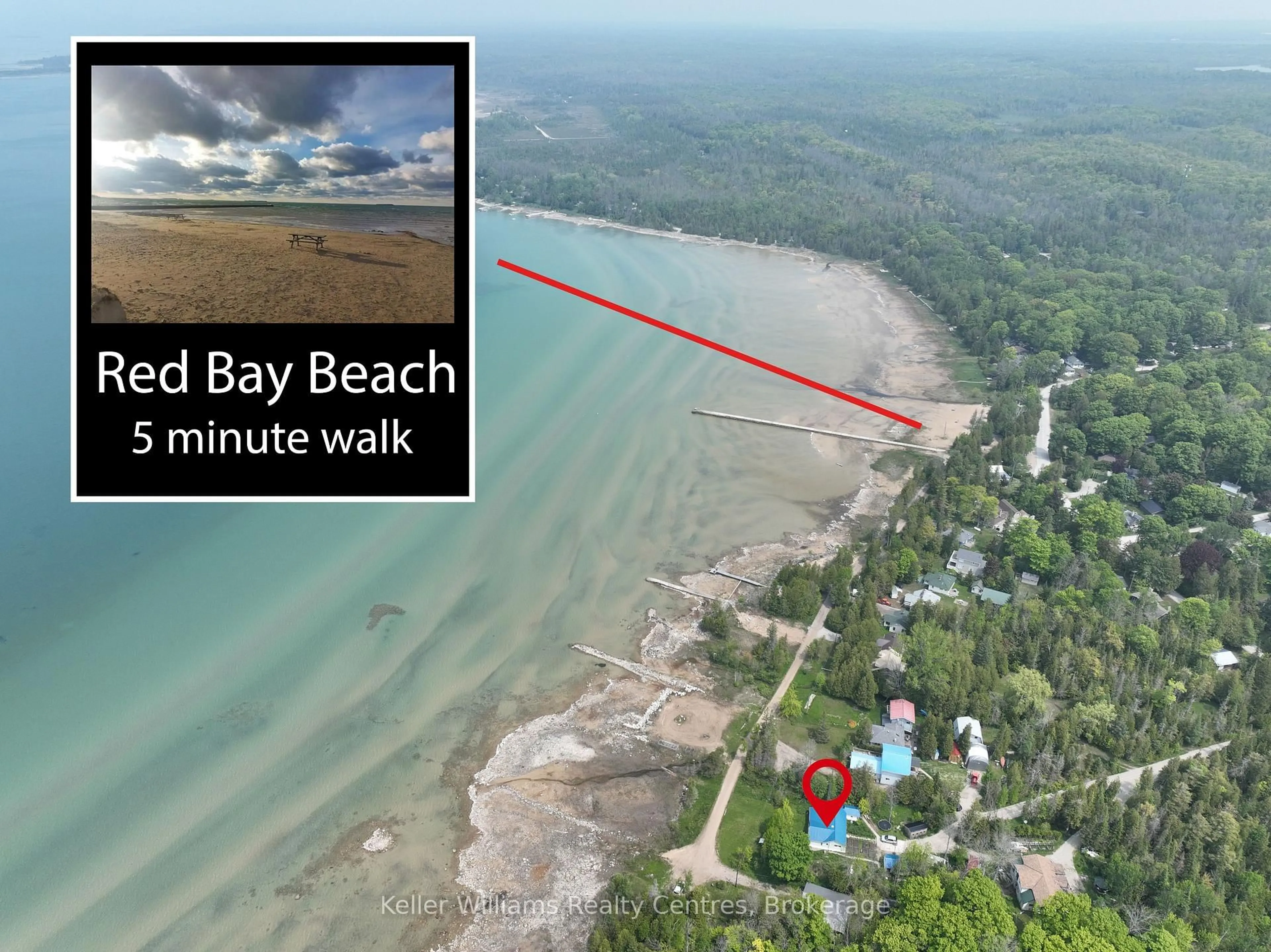A pic from outside/outdoor area/front of a property/back of a property/a pic from drone, water/lake/river/ocean view for 31 Waterview Rd, South Bruce Peninsula Ontario N0H 2T0