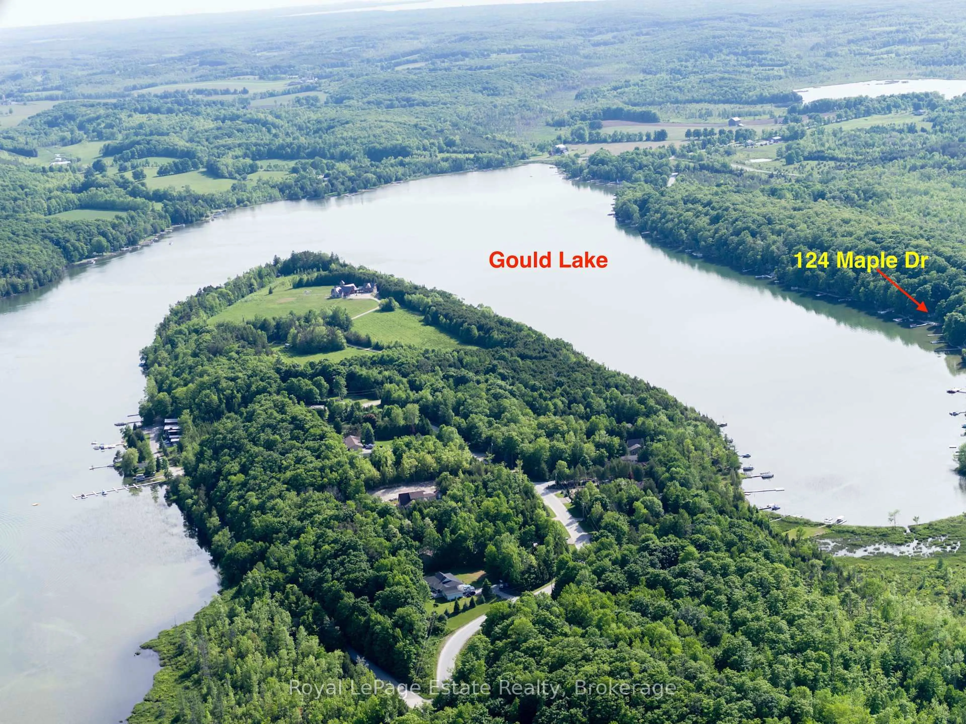A pic from outside/outdoor area/front of a property/back of a property/a pic from drone, water/lake/river/ocean view for 124 Maple Dr, South Bruce Peninsula Ontario N0H 1A0