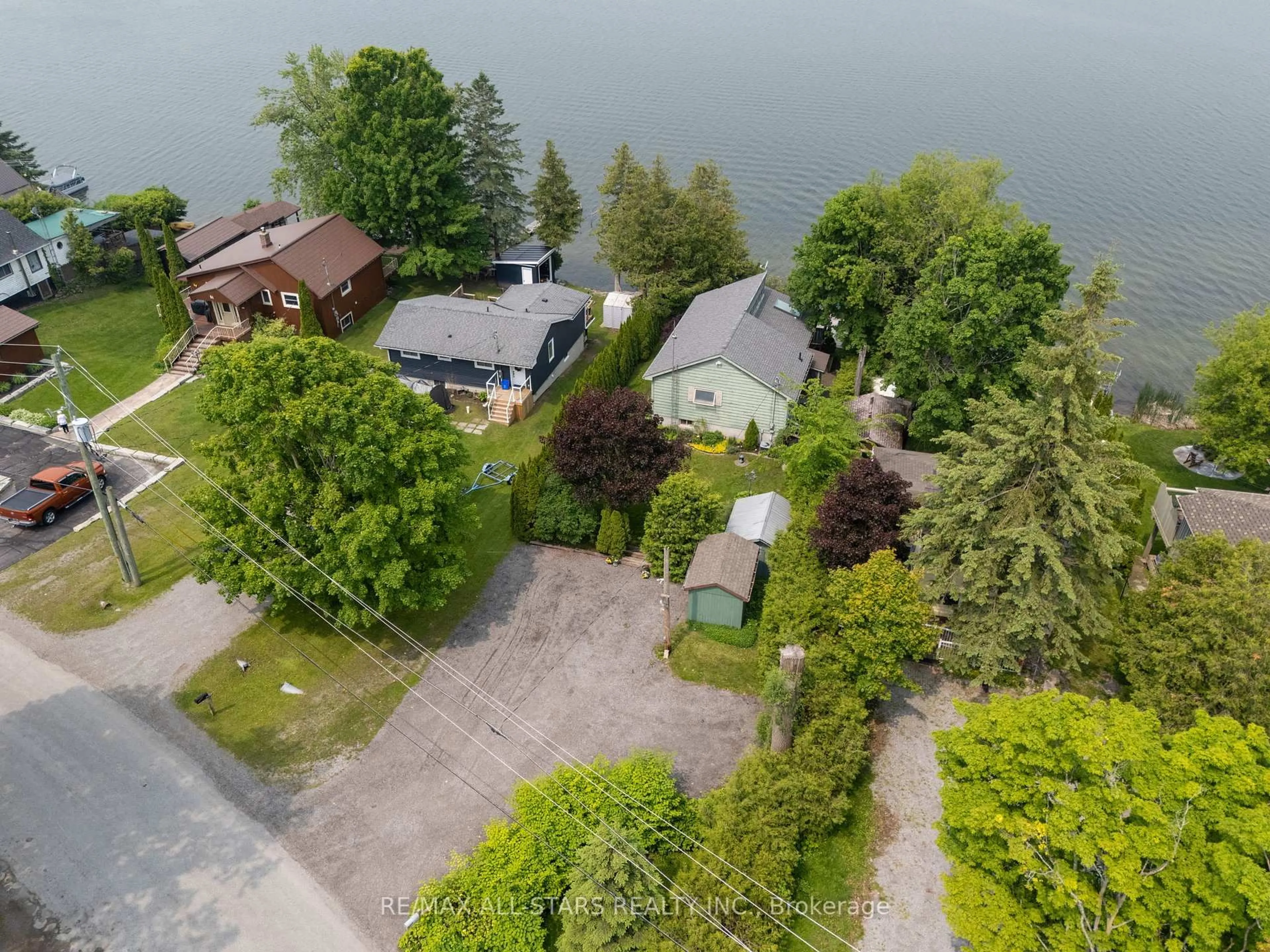 A pic from outside/outdoor area/front of a property/back of a property/a pic from drone, water/lake/river/ocean view for 55 McGill Dr, Kawartha Lakes Ontario L0B 1K0