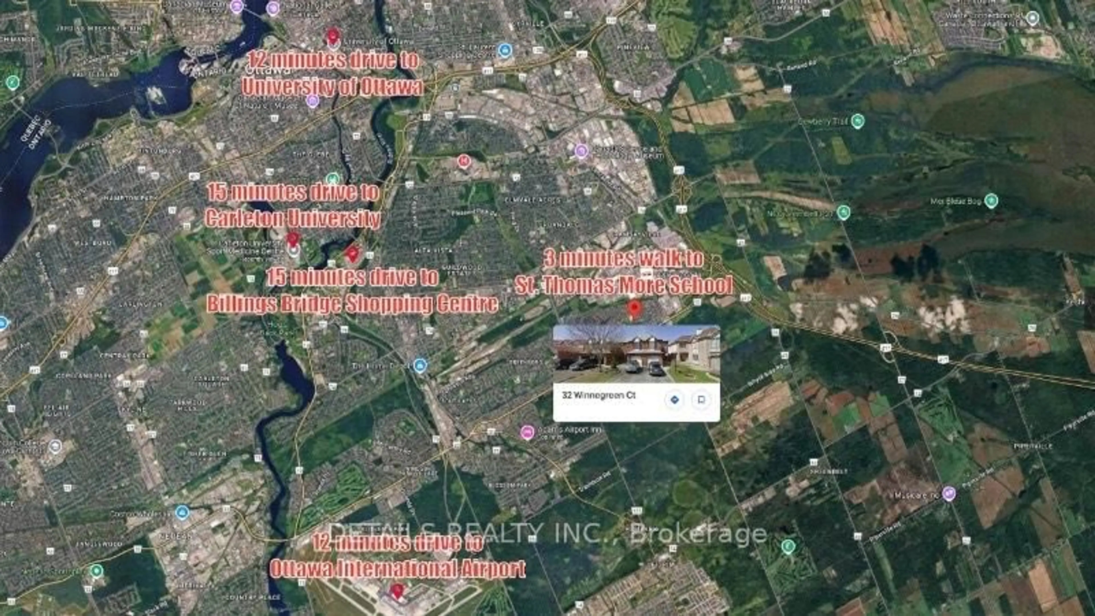 Picture of a map for 32 Winnegreen Crt, Ottawa Ontario K1G 5S2