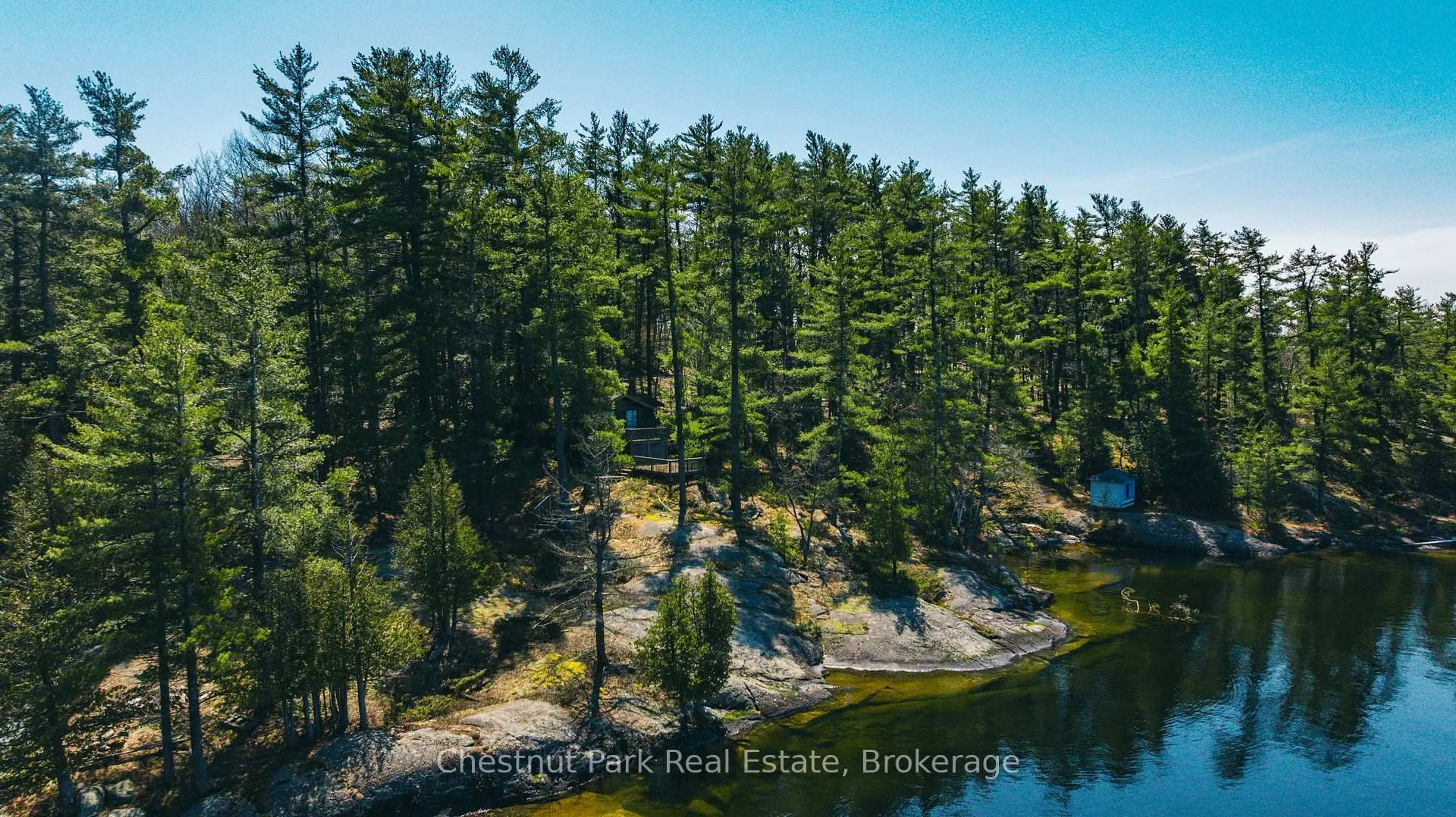 A pic from outside/outdoor area/front of a property/back of a property/a pic from drone, water/lake/river/ocean view for 257 Tobin Island, Muskoka Lakes Ontario P0B 1J0