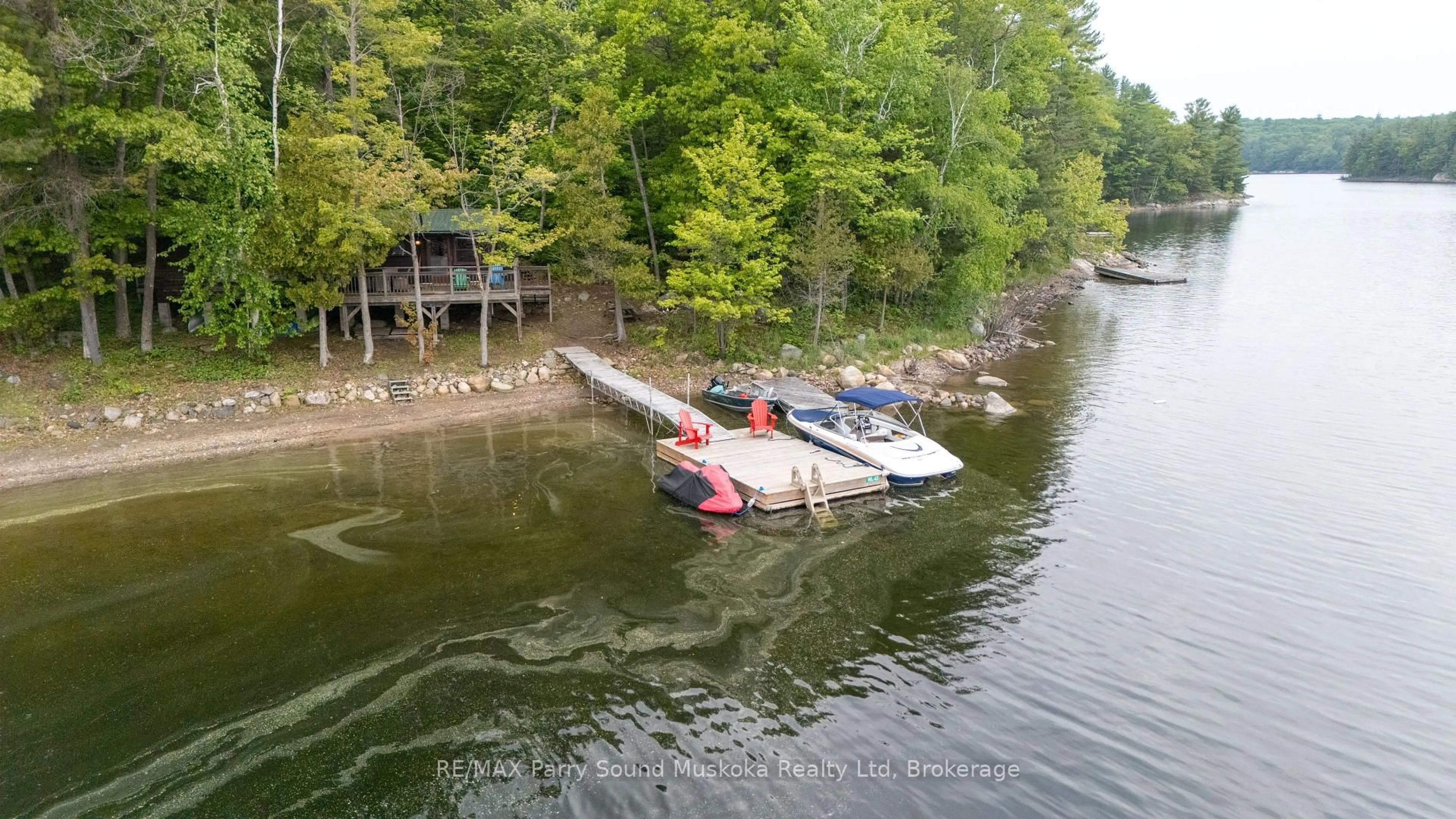A pic from outside/outdoor area/front of a property/back of a property/a pic from drone, water/lake/river/ocean view for 43 Water Access Zone L, Carling Ontario P0G 1G0