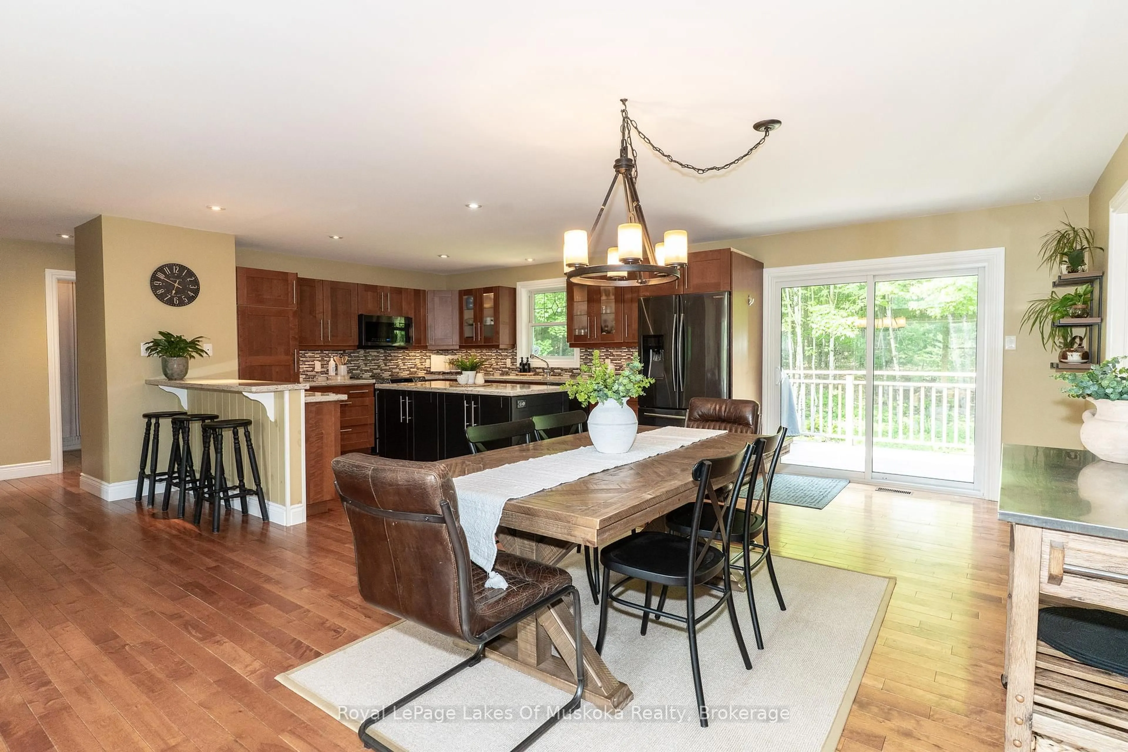 Open concept kitchen, wood/laminate floor for 1334 Beatrice Townline Rd, Muskoka Lakes Ontario P1L 1X5