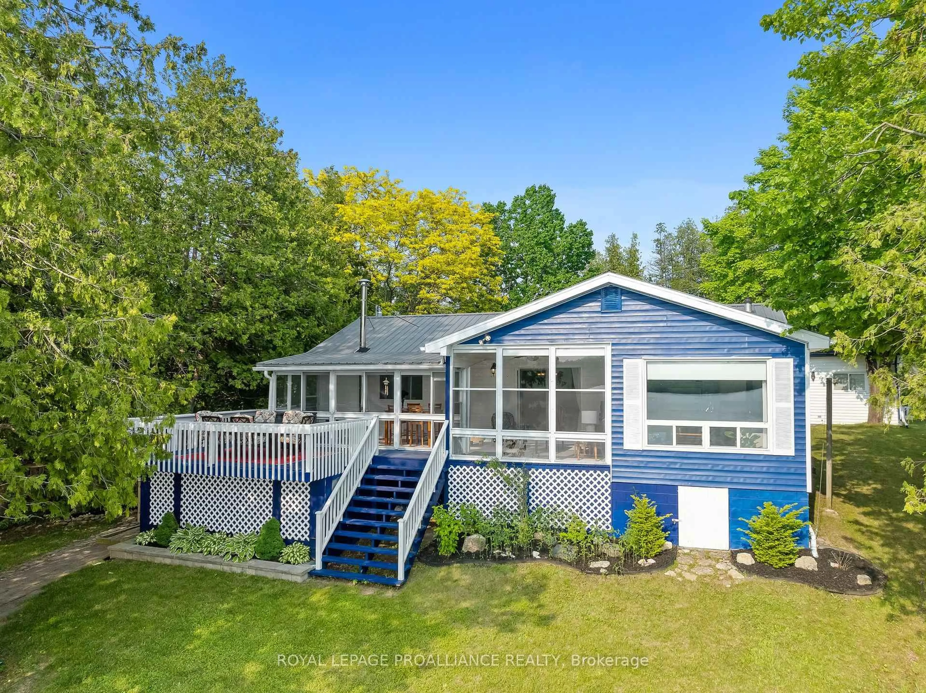 A pic from outside/outdoor area/front of a property/back of a property/a pic from drone, water/lake/river/ocean view for 255 Muskie Mile Lane, Trent Hills Ontario K0K 1Z0
