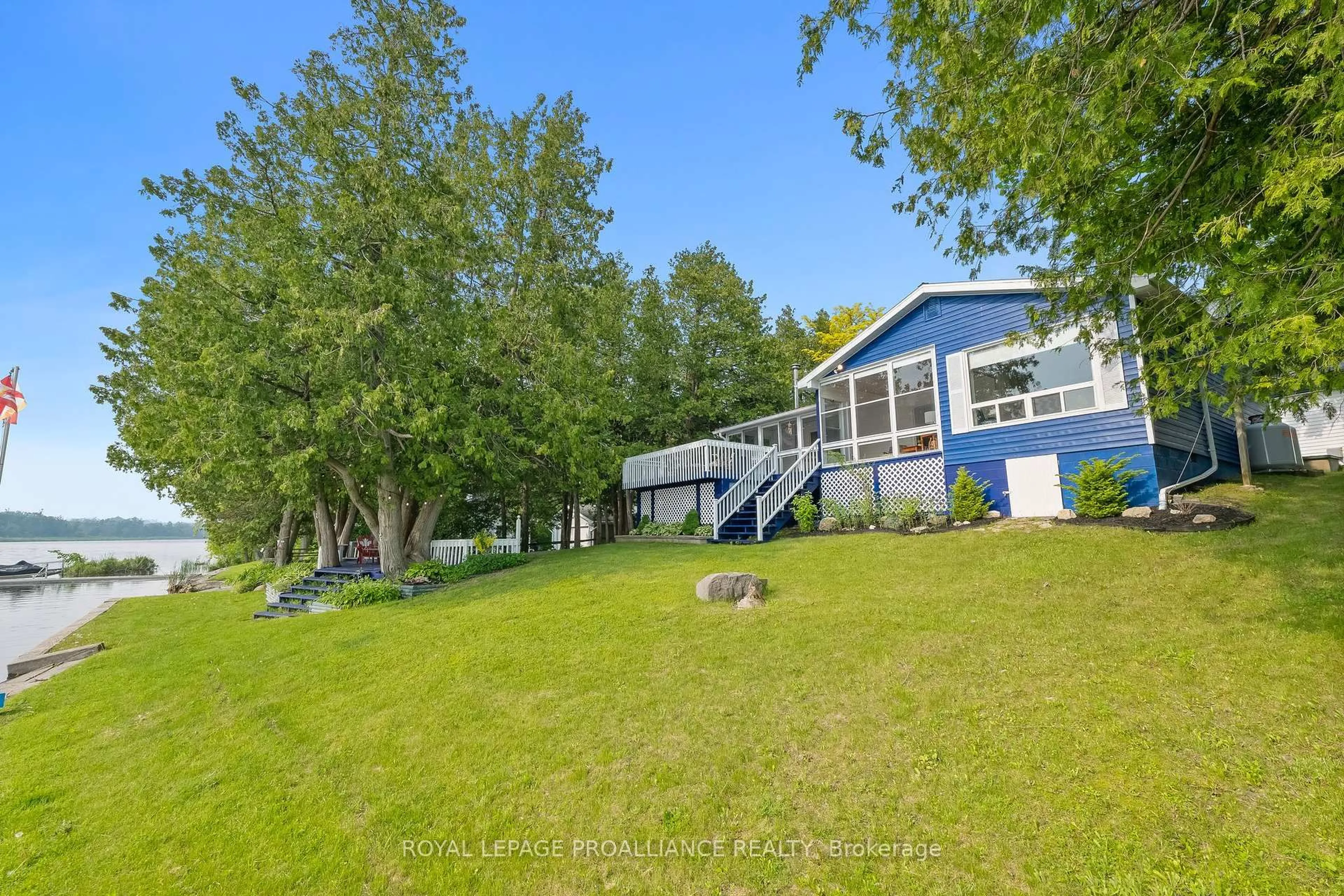 A pic from outside/outdoor area/front of a property/back of a property/a pic from drone, water/lake/river/ocean view for 255 Muskie Mile Lane, Trent Hills Ontario K0K 1Z0