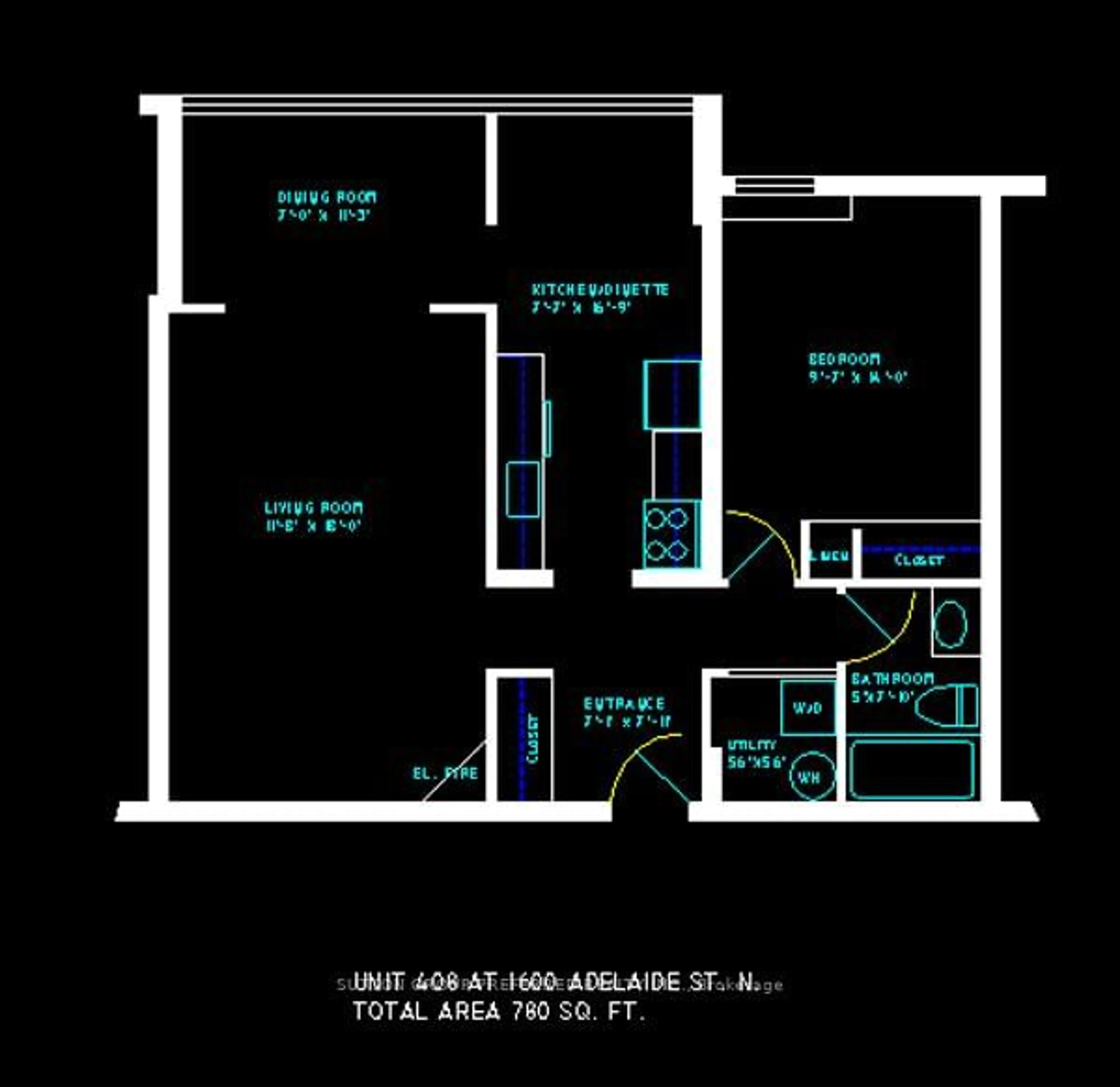 Floor plan for 1600 Adelaide St #408, London North Ontario N5X 3H6