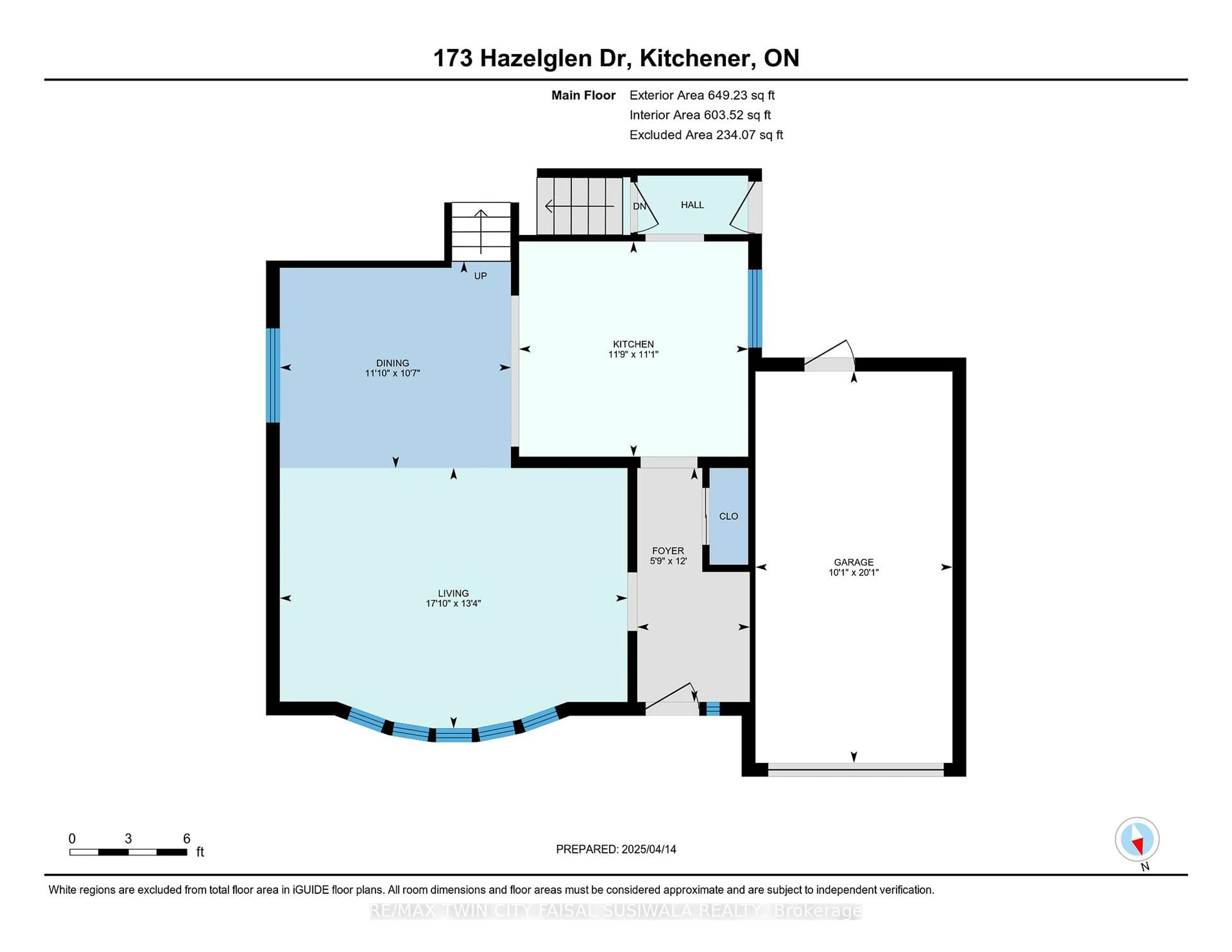 Floor plan for 173 Hazelglen Dr, Kitchener Ontario N2M 2E6