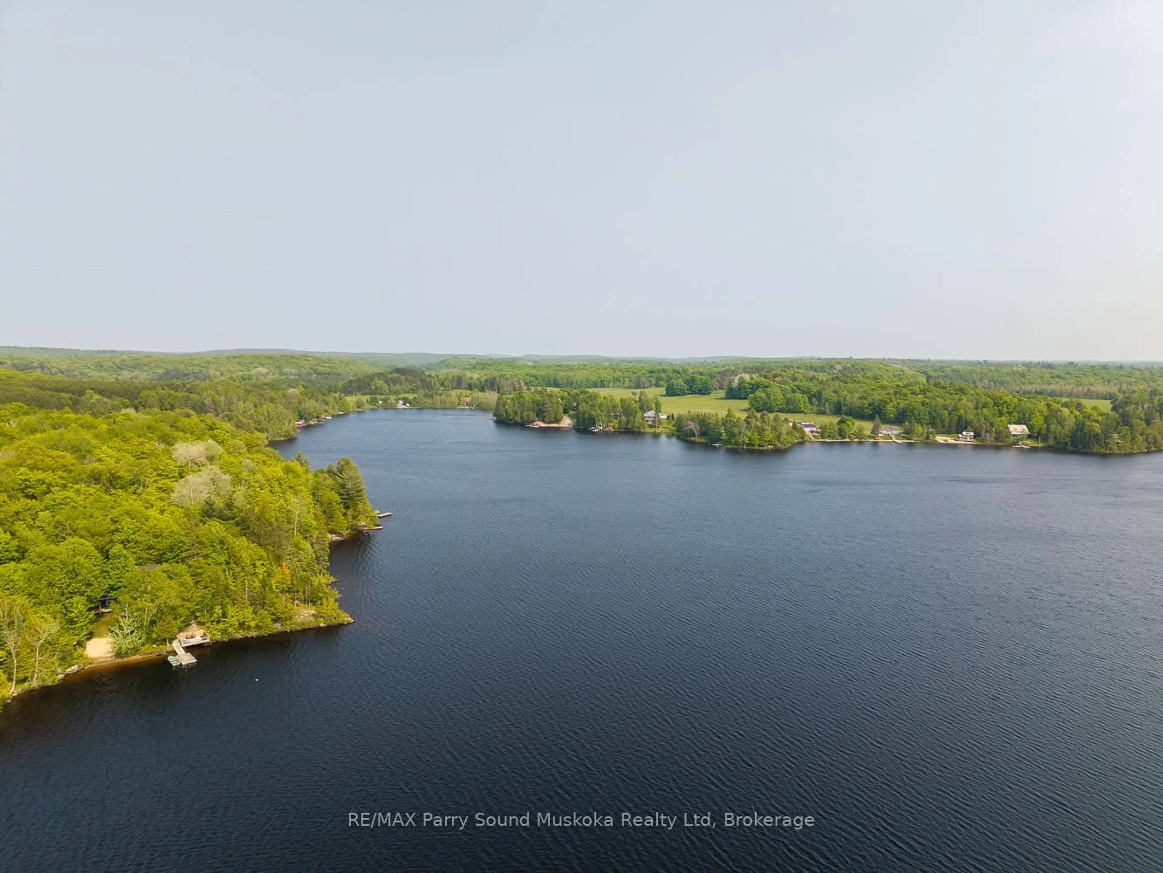 A pic from outside/outdoor area/front of a property/back of a property/a pic from drone, water/lake/river/ocean view for 40 Jack and Verna's Lane, Magnetawan Ontario P0A 1P0