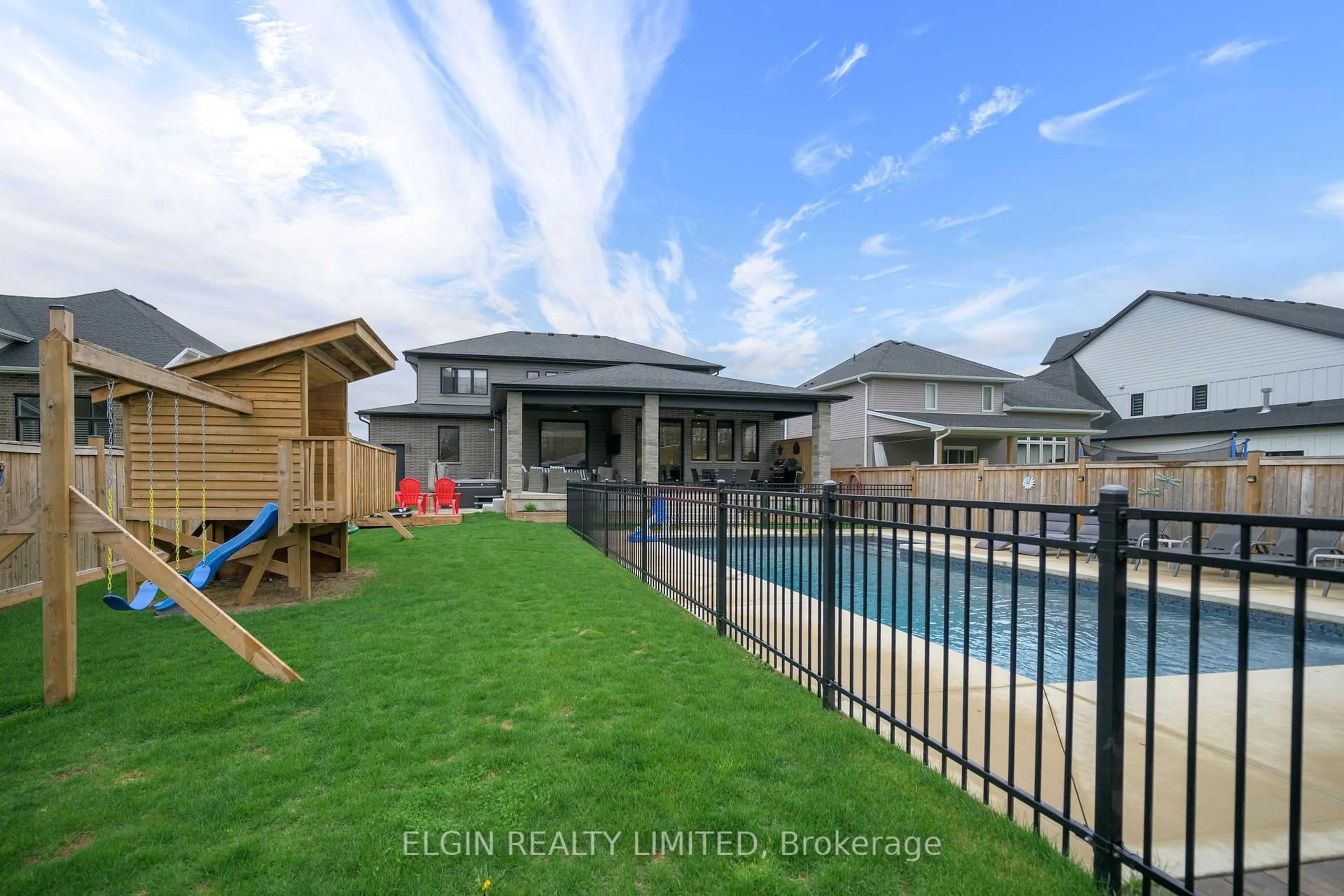 A pic from outside/outdoor area/front of a property/back of a property/a pic from drone, water/lake/river/ocean view for 107 OPTIMIST Dr, Southwold Ontario N5P 0G2