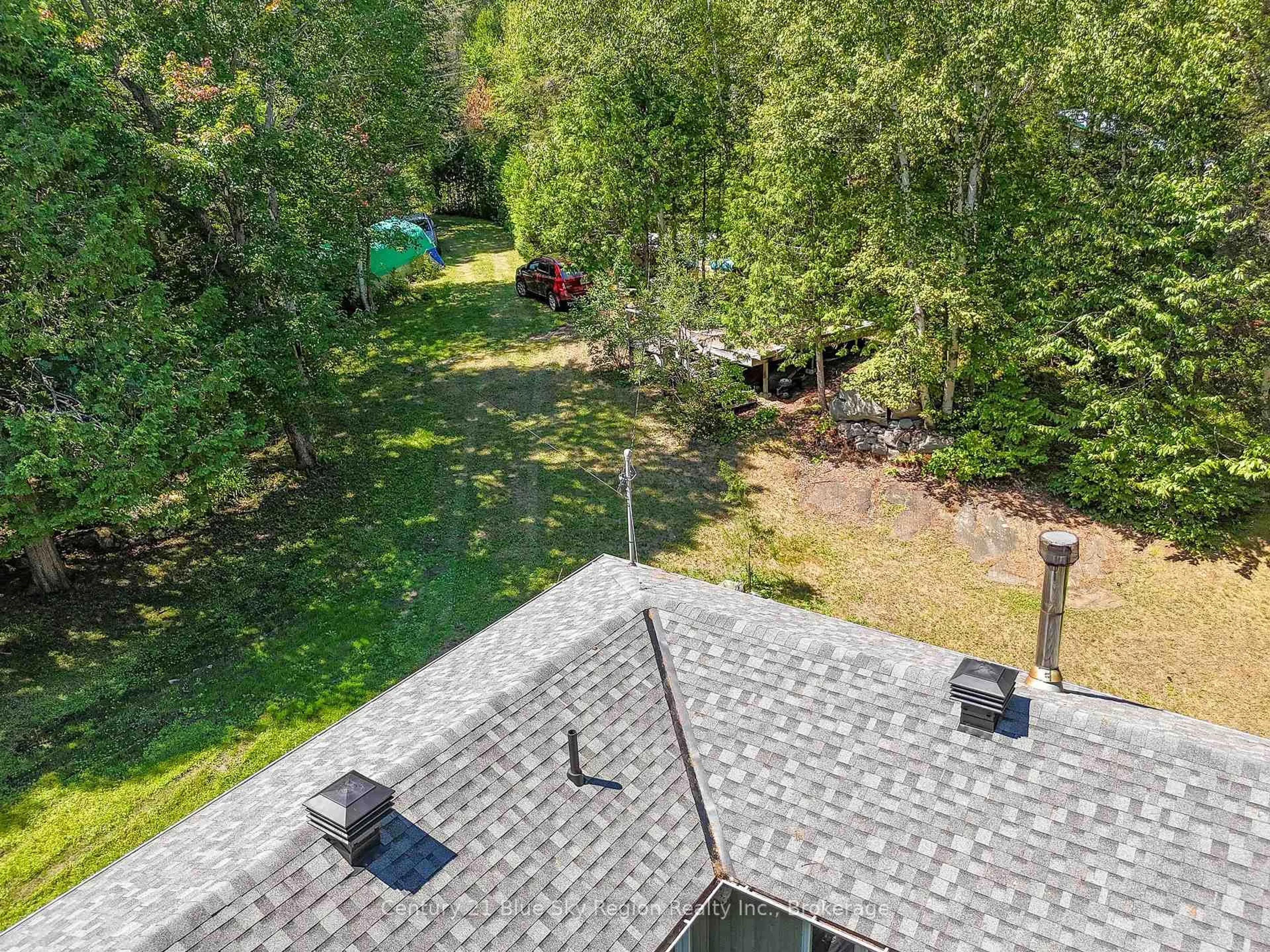 A pic from outside/outdoor area/front of a property/back of a property/a pic from drone, forest/trees view for 19 Davinci Rd, Unorganized Townships Ontario P0H 2K0