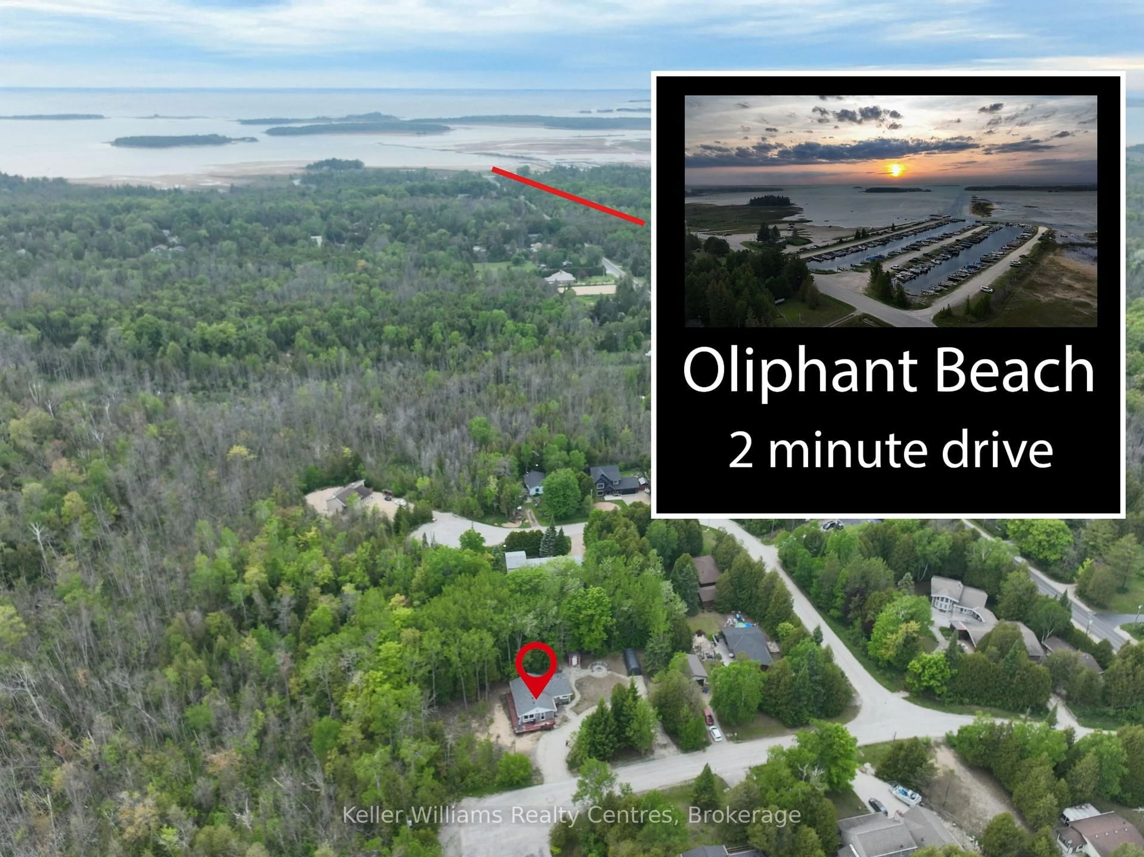 A pic from outside/outdoor area/front of a property/back of a property/a pic from drone, water/lake/river/ocean view for 12 Pierce St, South Bruce Peninsula Ontario N0H 2T0