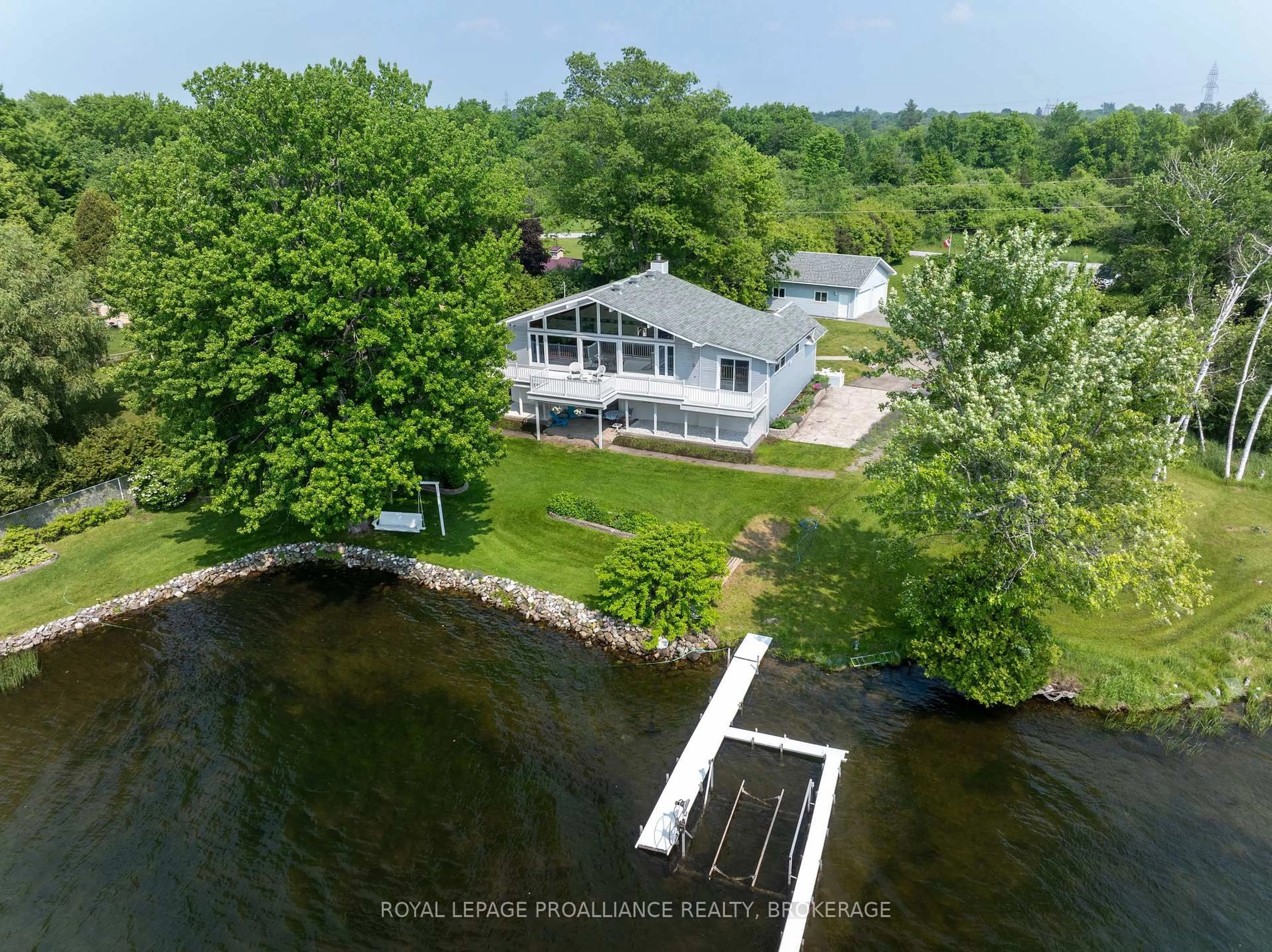 A pic from outside/outdoor area/front of a property/back of a property/a pic from drone, water/lake/river/ocean view for 162 McNally's Lane, Rideau Lakes Ontario K0G 1X0