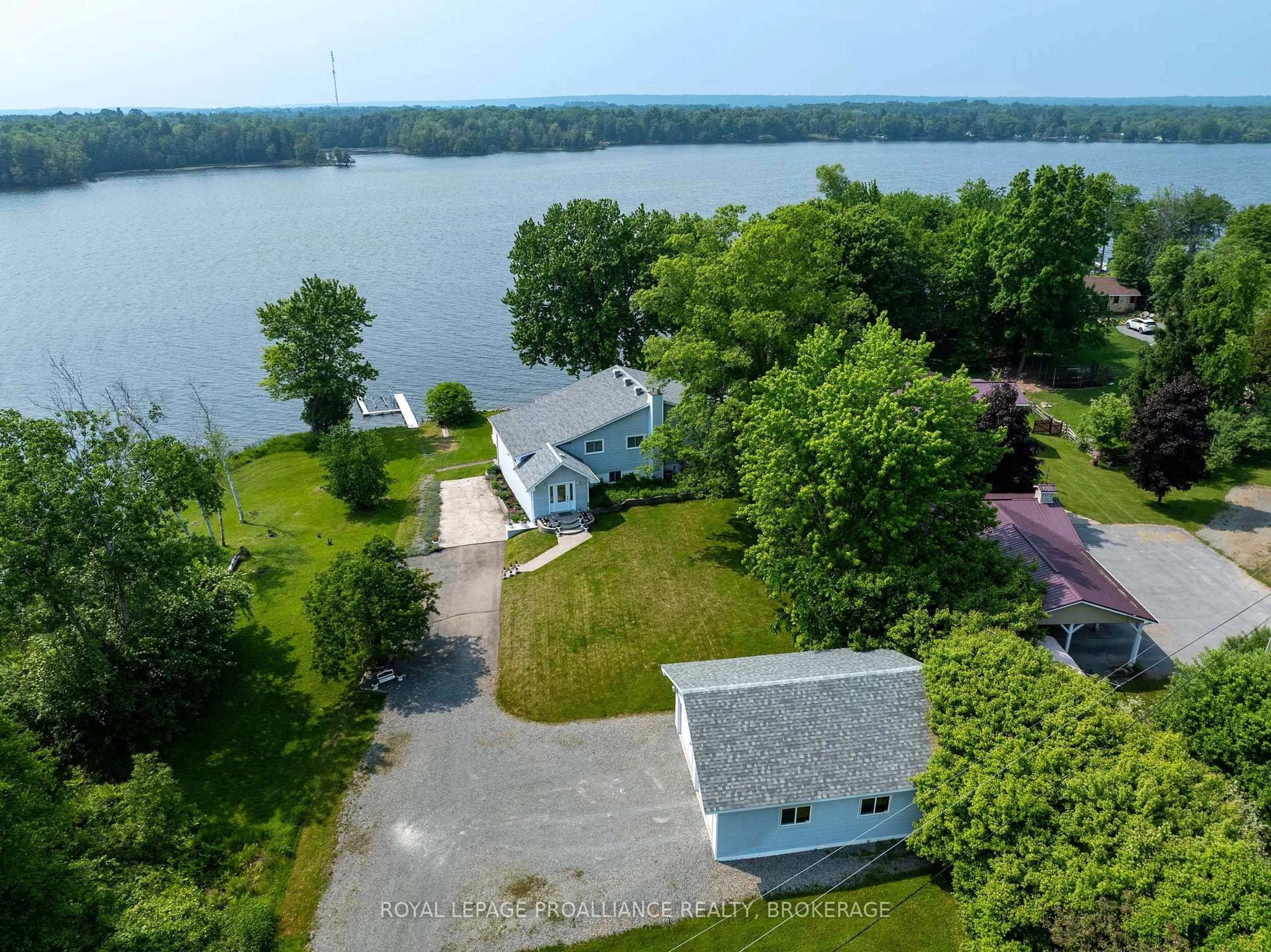A pic from outside/outdoor area/front of a property/back of a property/a pic from drone, water/lake/river/ocean view for 162 McNally's Lane, Rideau Lakes Ontario K0G 1X0