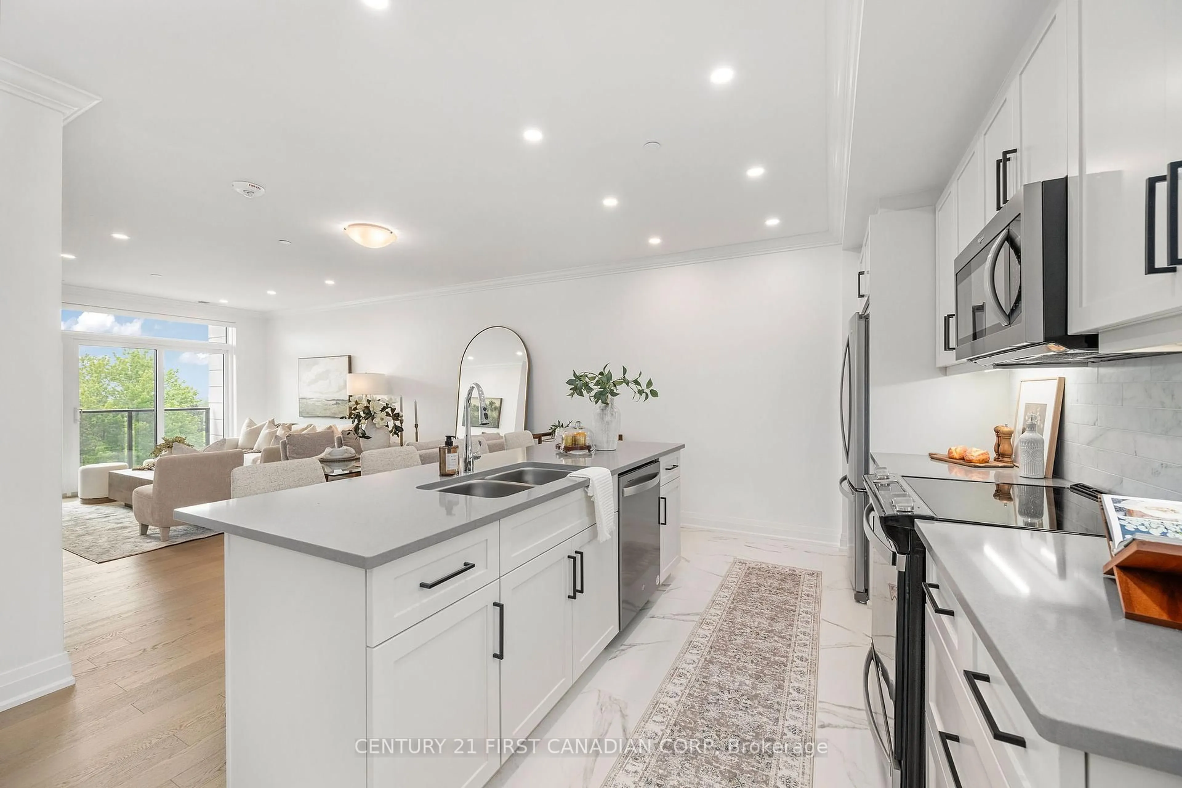 Open concept kitchen, ceramic/tile floor for 1560 Upper West Ave #408, London South Ontario N6K 0M4