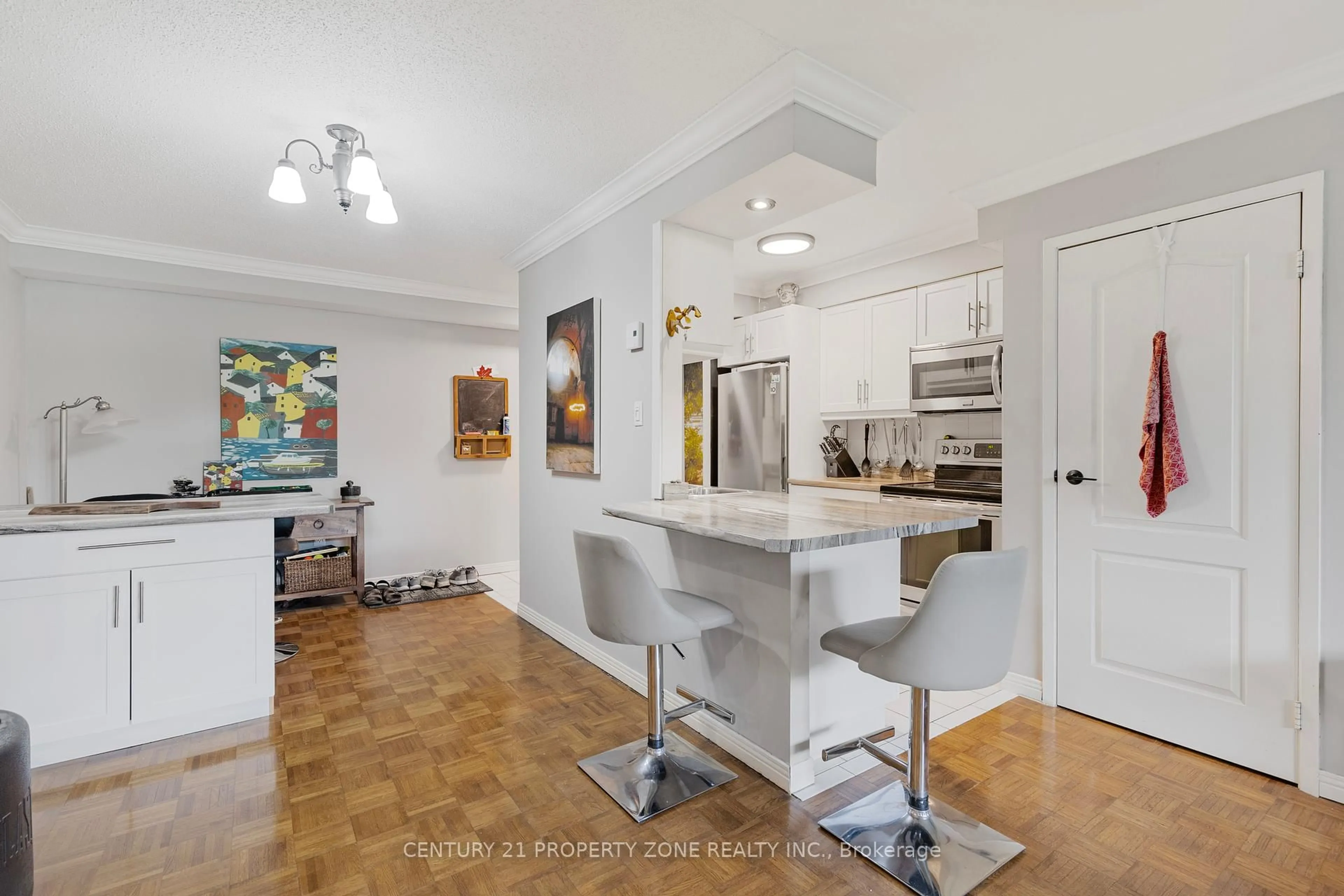 Open concept kitchen, ceramic/tile floor for 482 James St #104, Hamilton Ontario L8L 1J1