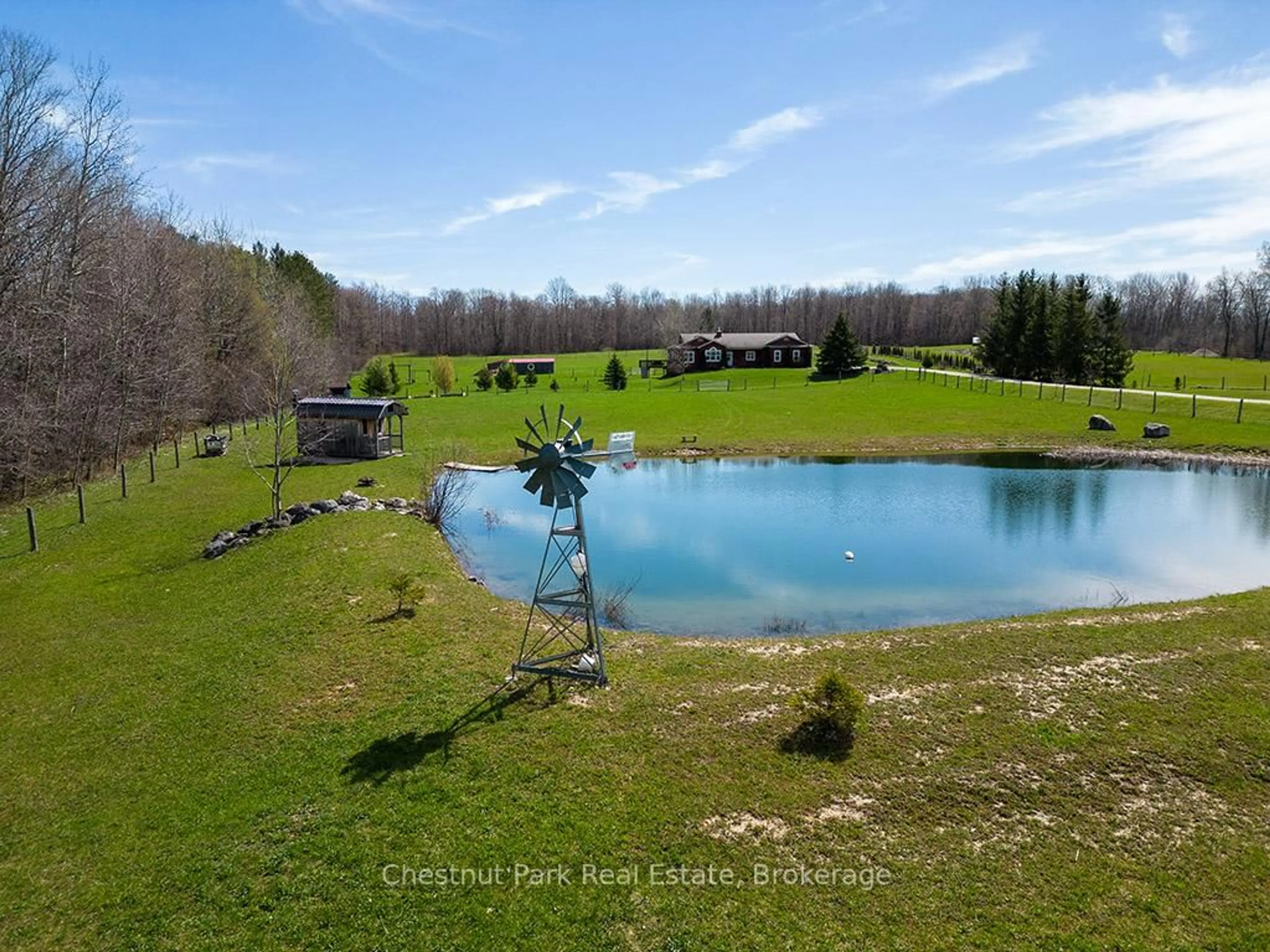 A pic from outside/outdoor area/front of a property/back of a property/a pic from drone, water/lake/river/ocean view for 596481 Concession 10, Chatsworth Ontario N0H 1R0