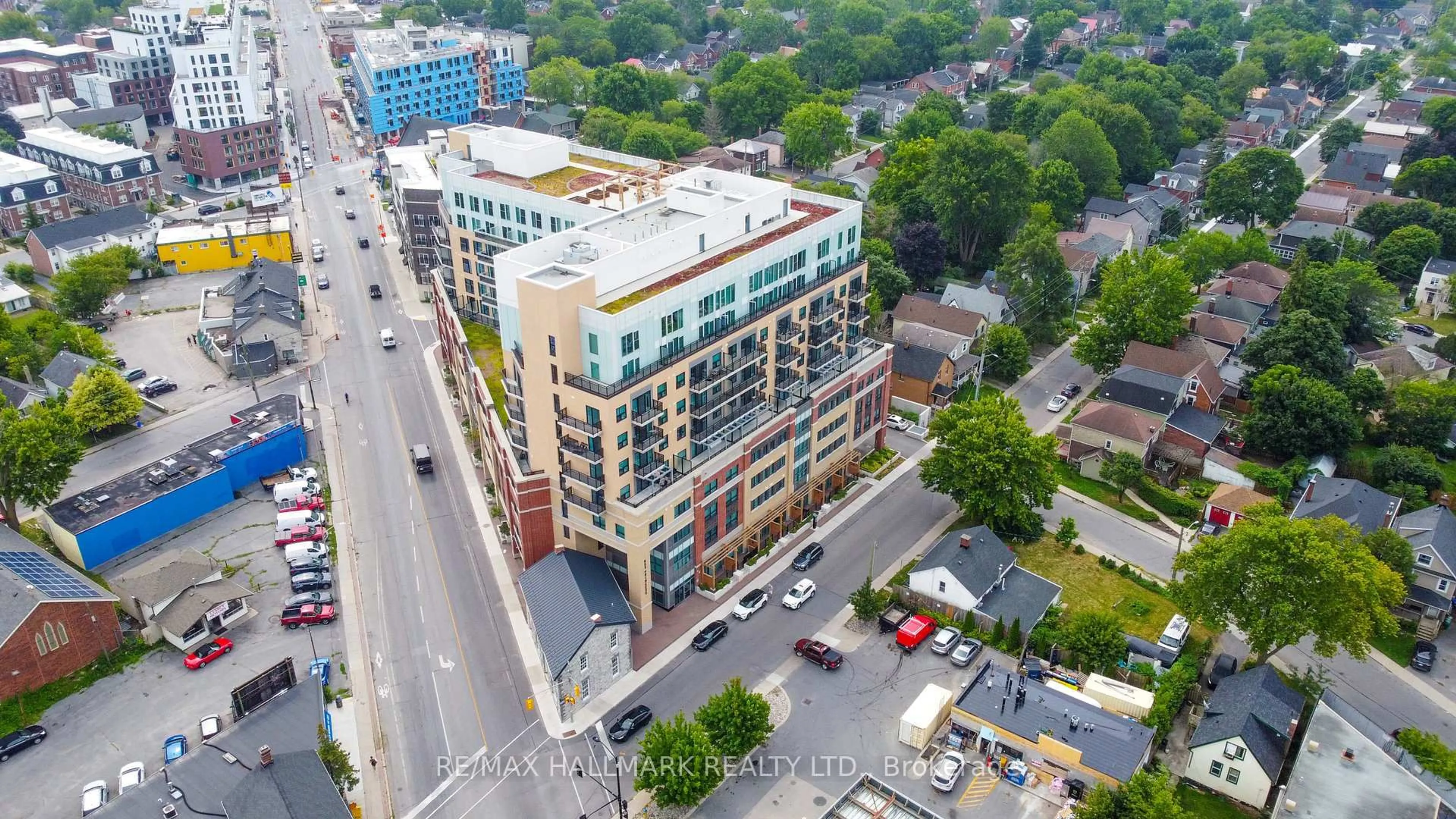 A pic from outside/outdoor area/front of a property/back of a property/a pic from drone, city buildings view from balcony for 652 Princess St #406, Kingston Ontario K7L 1E5