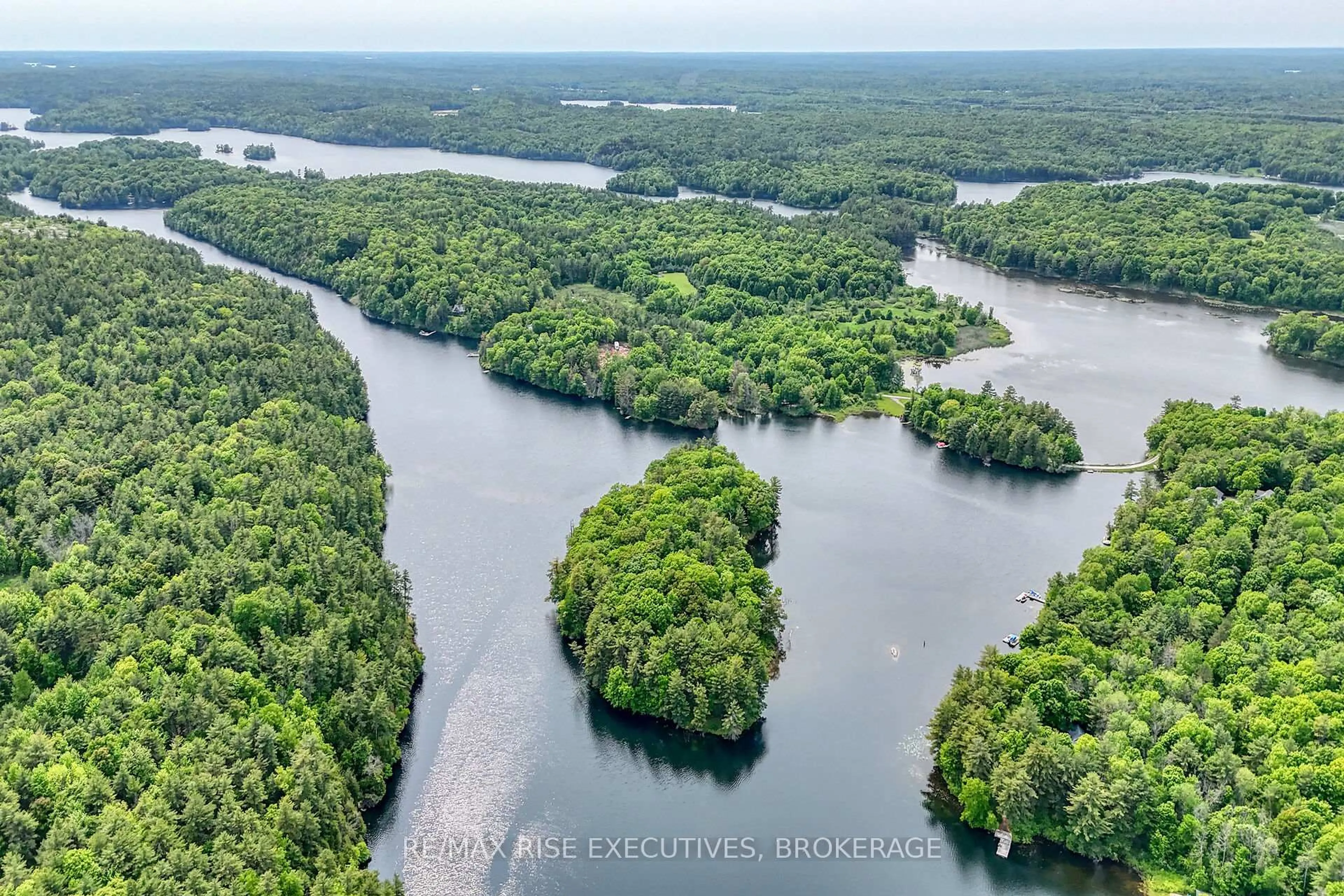 A pic from outside/outdoor area/front of a property/back of a property/a pic from drone, water/lake/river/ocean view for 252 Dean Island Rd, Rideau Lakes Ontario K0G 1E0