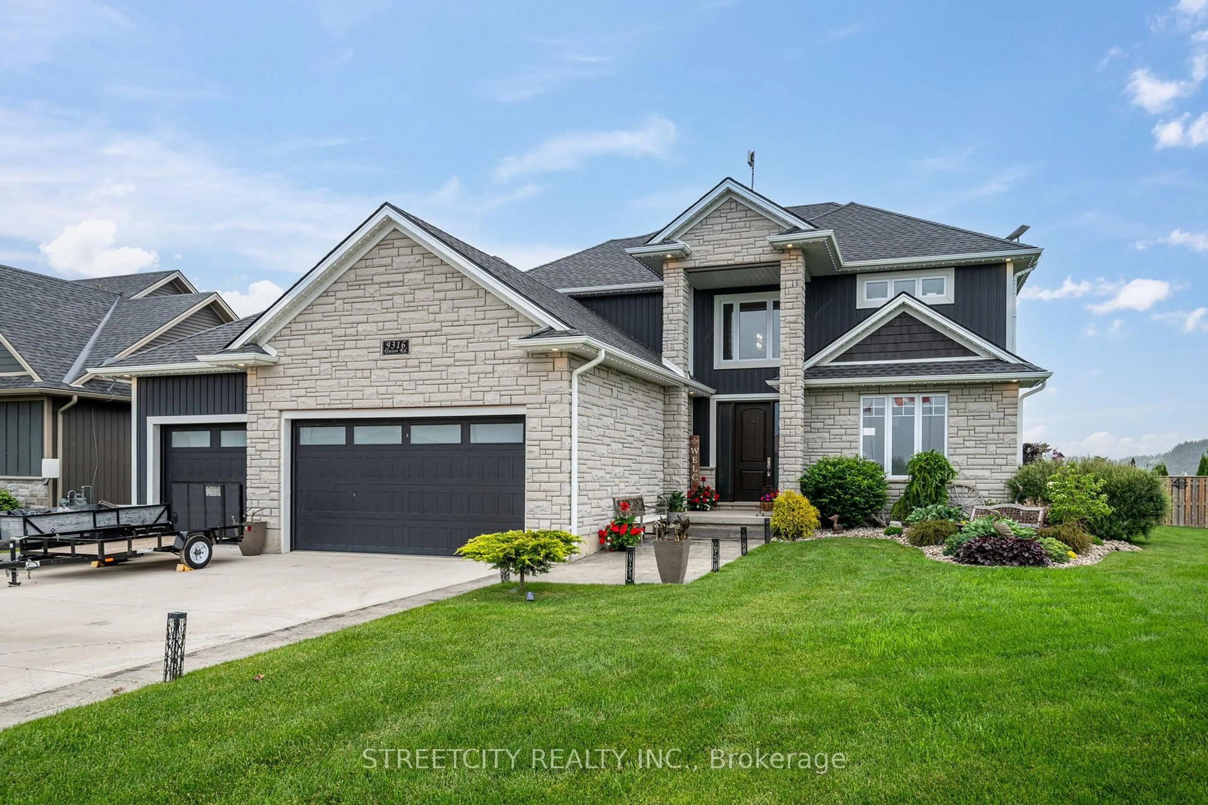 Home with brick exterior material, street for 9316 Union Rd, Southwold Ontario N0L 2E0