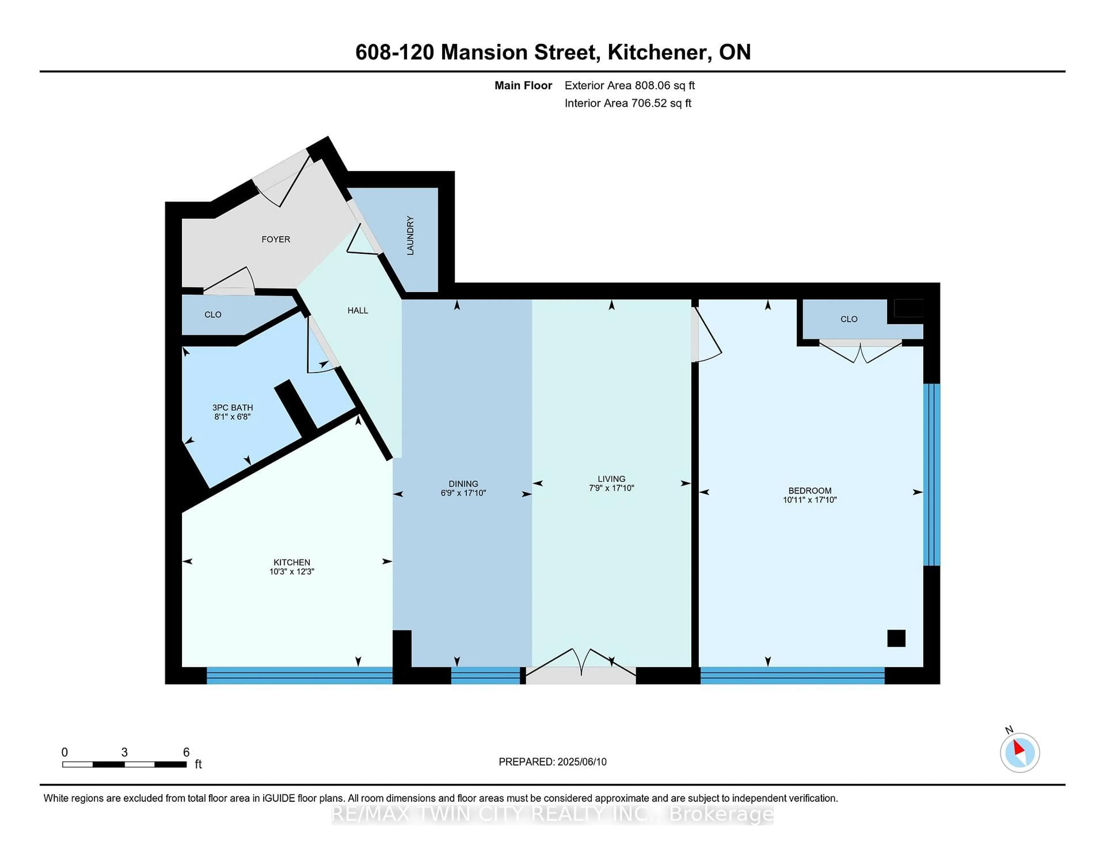 Floor plan for 120 Mansion St #608, Kitchener Ontario N2H 0A1