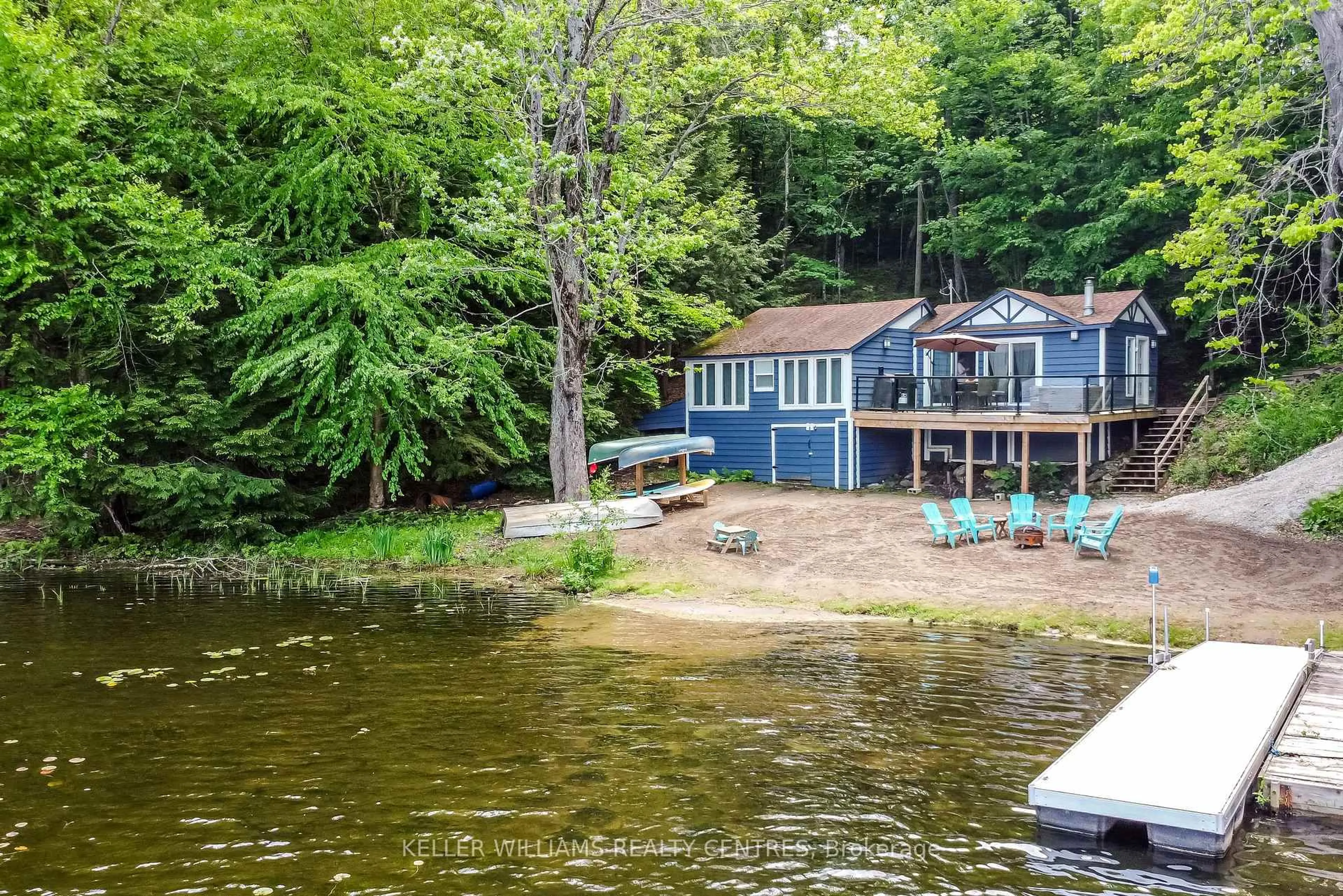 A pic from outside/outdoor area/front of a property/back of a property/a pic from drone, water/lake/river/ocean view for 6 Currie Lane, Georgian Bay Ontario L0K 1S0