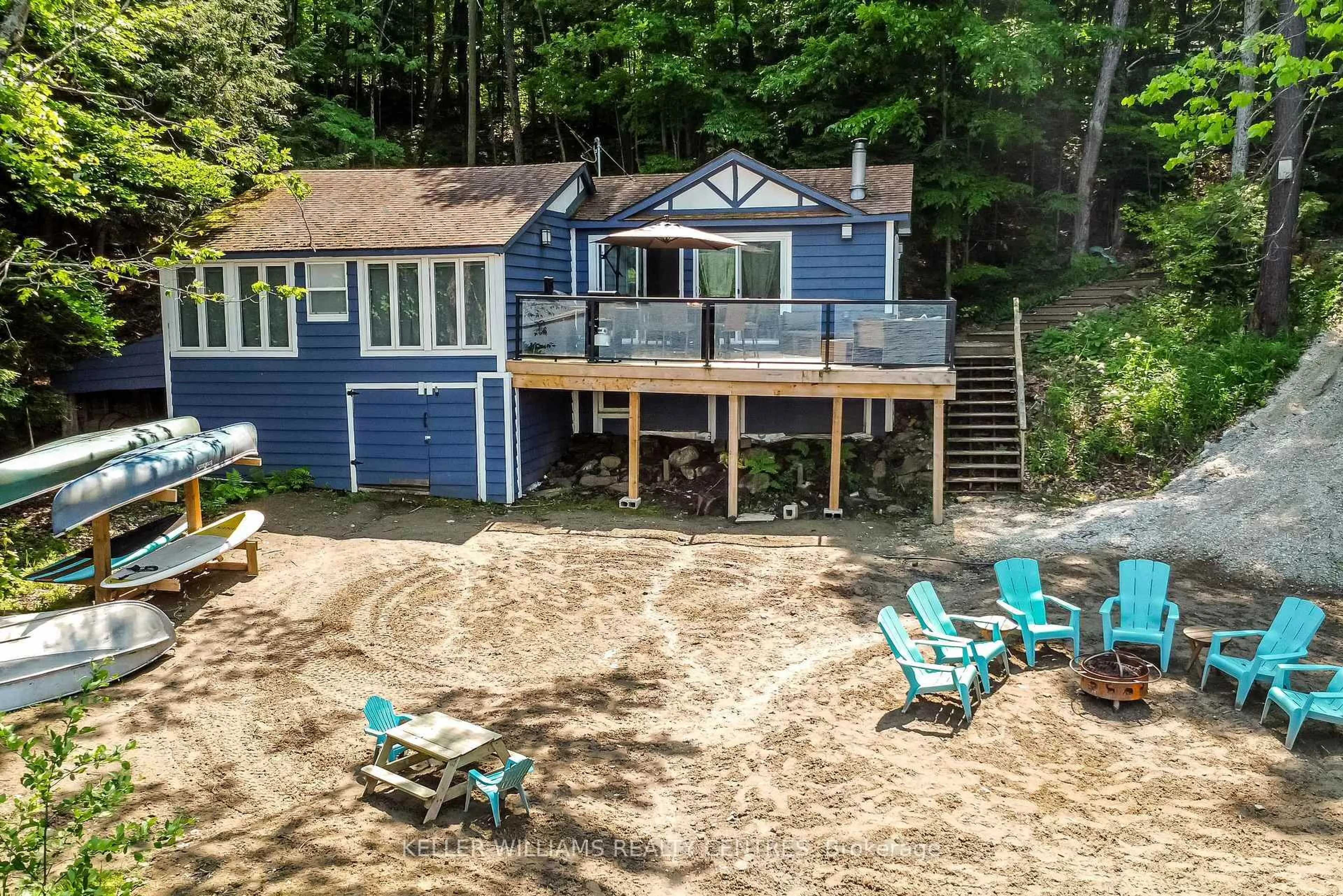 A pic from outside/outdoor area/front of a property/back of a property/a pic from drone, water/lake/river/ocean view for 6 Currie Lane, Georgian Bay Ontario L0K 1S0