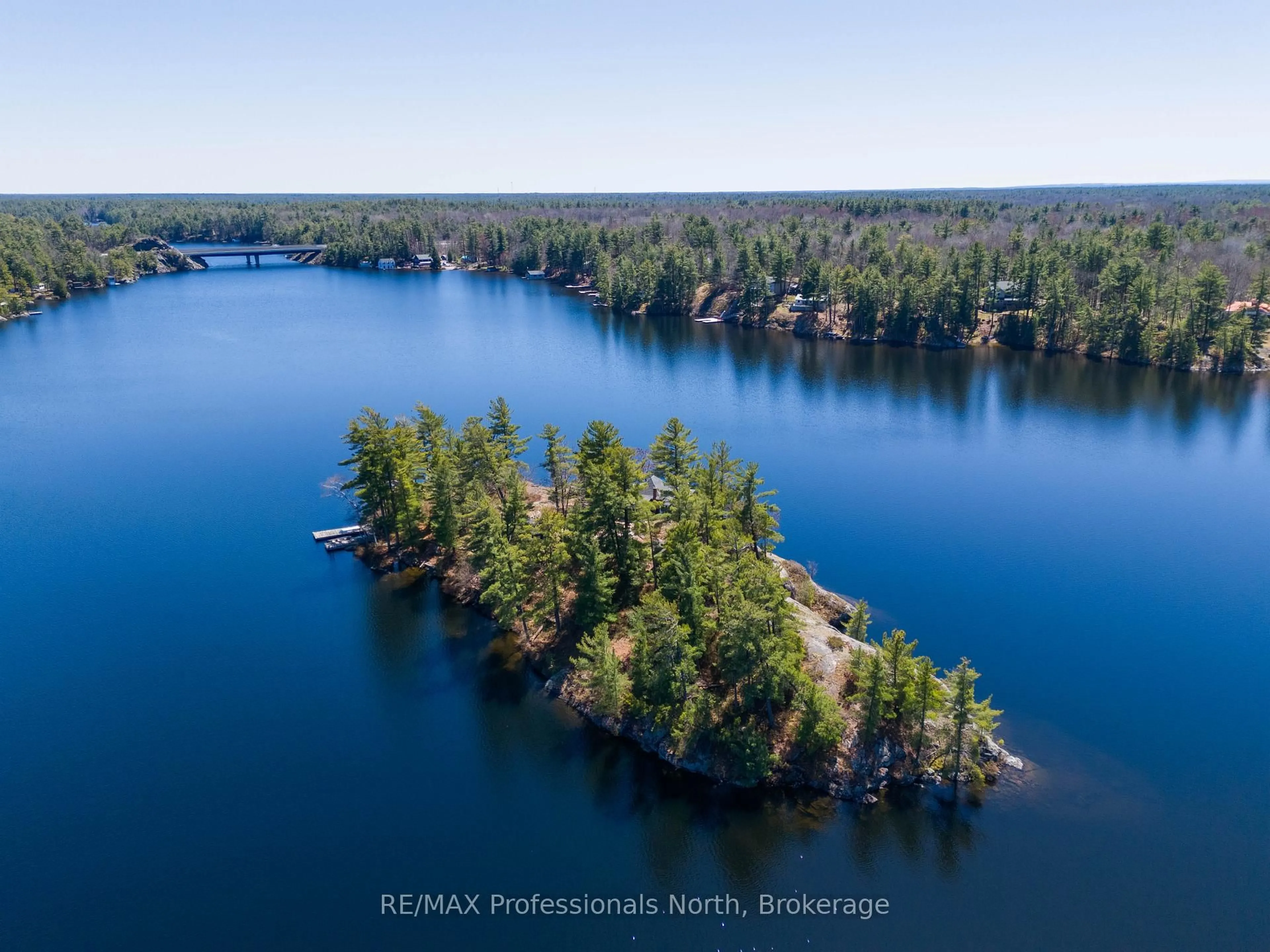 A pic from outside/outdoor area/front of a property/back of a property/a pic from drone, water/lake/river/ocean view for 0 1 2GL (GULL) Island, Gravenhurst Ontario P1P 1R1