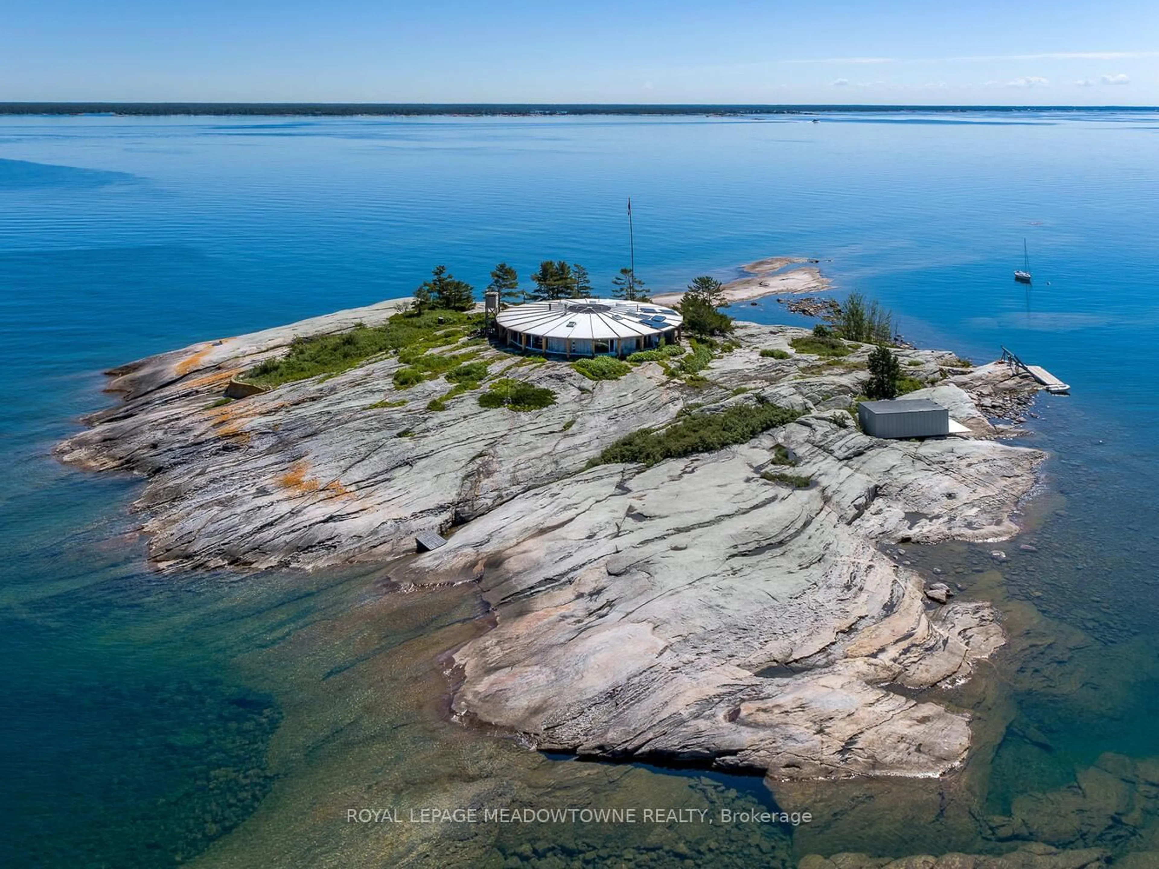 A pic from outside/outdoor area/front of a property/back of a property/a pic from drone, water/lake/river/ocean view for 2 3700 The Table Rock Islands, Georgian Bay Ontario L0K 1S0