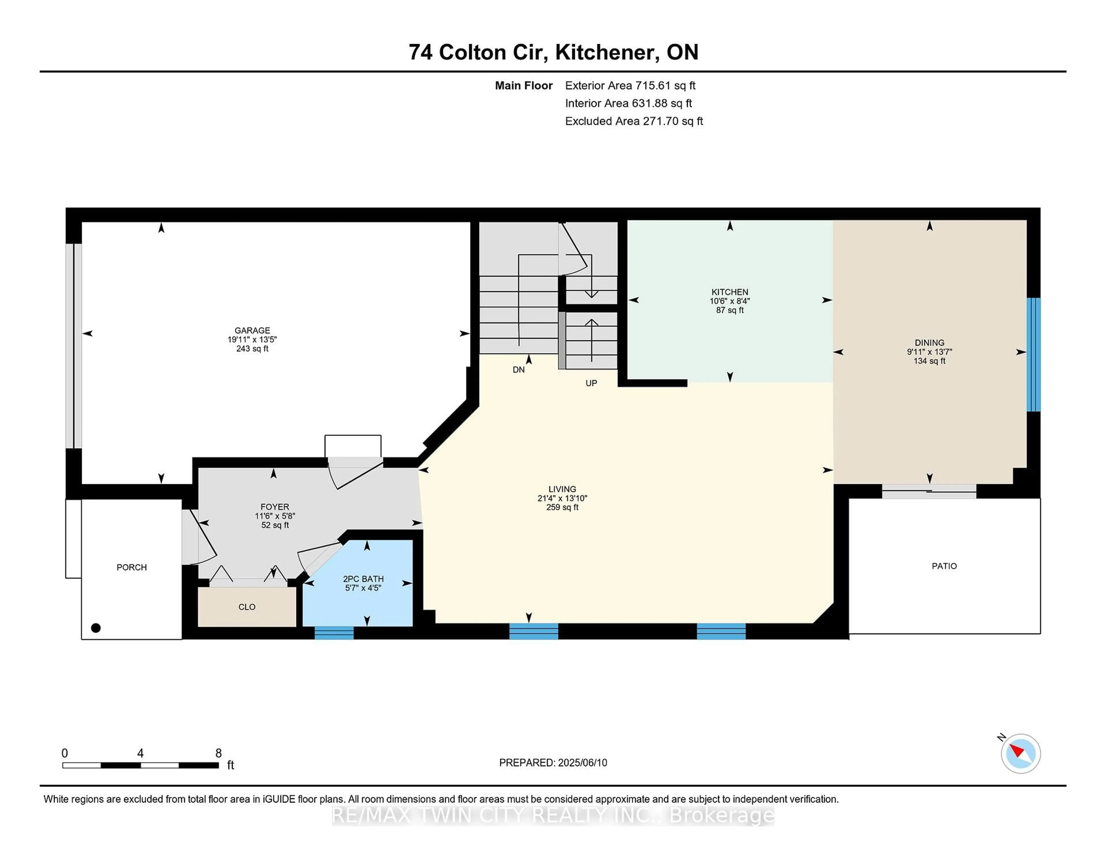 Floor plan for 74 Colton Circ, Kitchener Ontario N2A 4K4