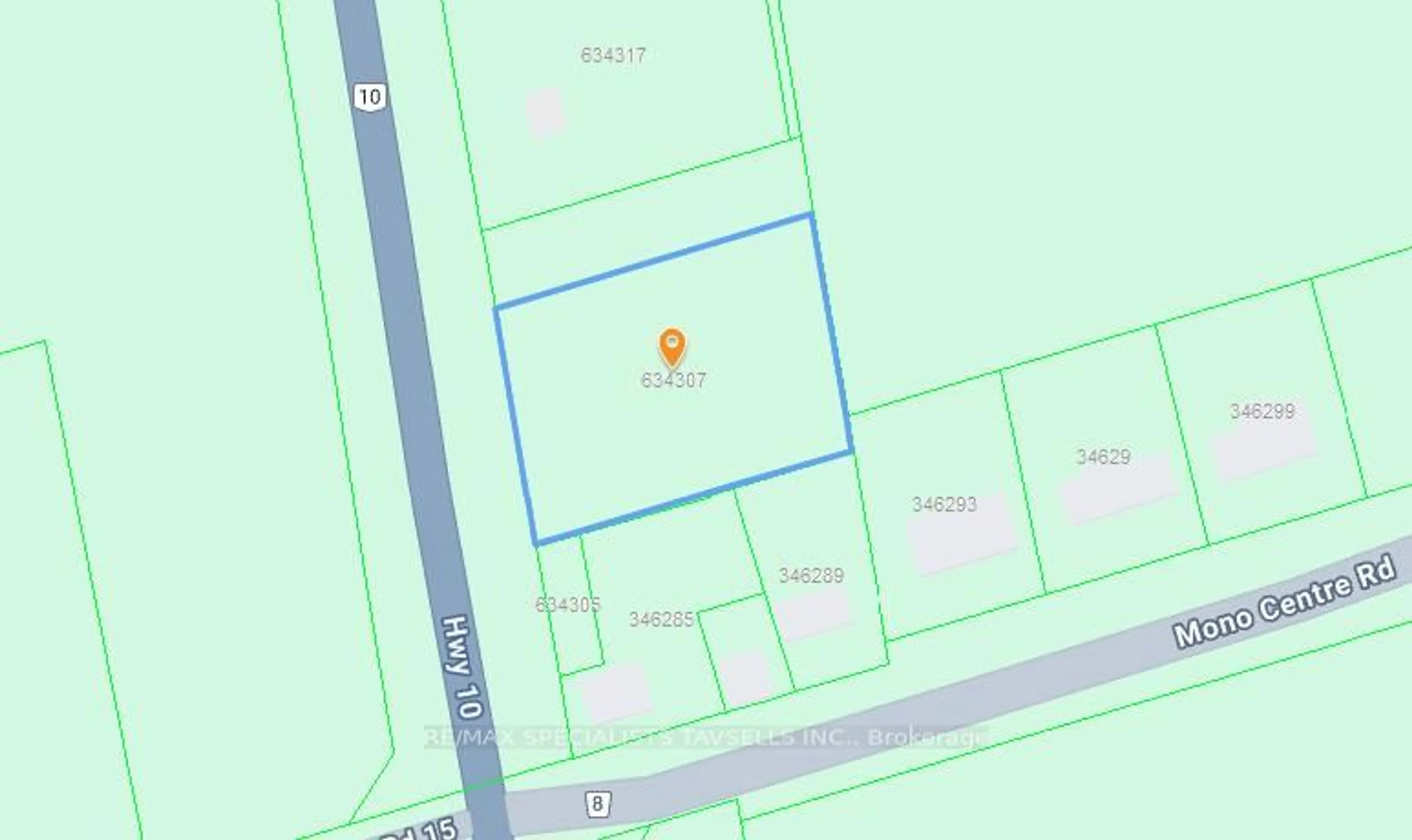 Picture of a map for 634307 Highway 10, Mono Ontario L9W 2Z1